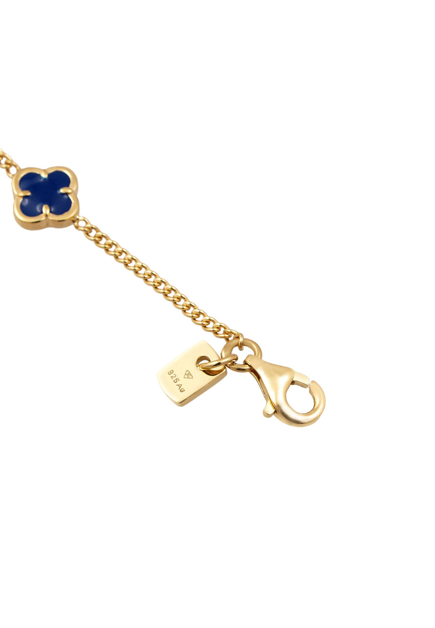 Kuzzoi Silberarmband Kleeblatt Emaille 925 Sterling Silber vergoldet