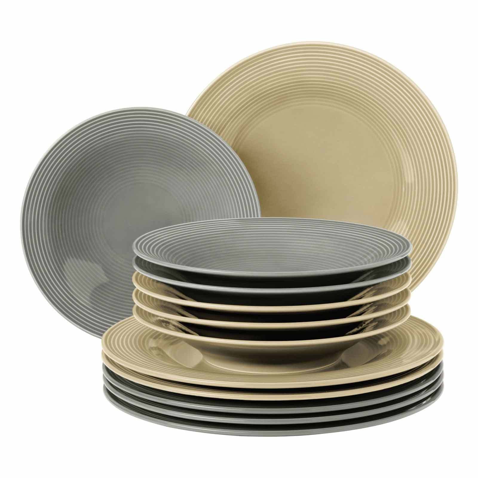 Seltmann Weiden Kombiservice Beat Color Glaze Tafelservice 12er Set (12-tlg), Porzellan