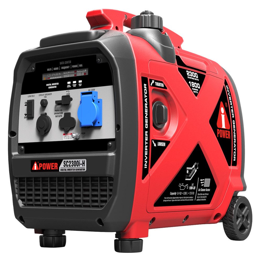 A-iPower Stromerzeuger SC2300i-H, 2,30 in kW, (Benzin Stromgenerator Generator Notstromaggregat 4-Takt Motor Stromerzeuger Leise 63 dB Generator), mit 230V Steckdosen, 12V Steckdose und USB