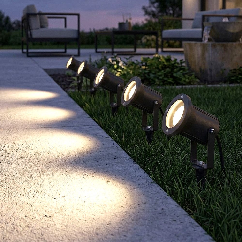 V-TAC LED Gartenstrahler, Leuchtmittel inklusive, Warmweiß, 5x LED Steckleuchte Außenleuchte Stecklampe Erdspieß Garten