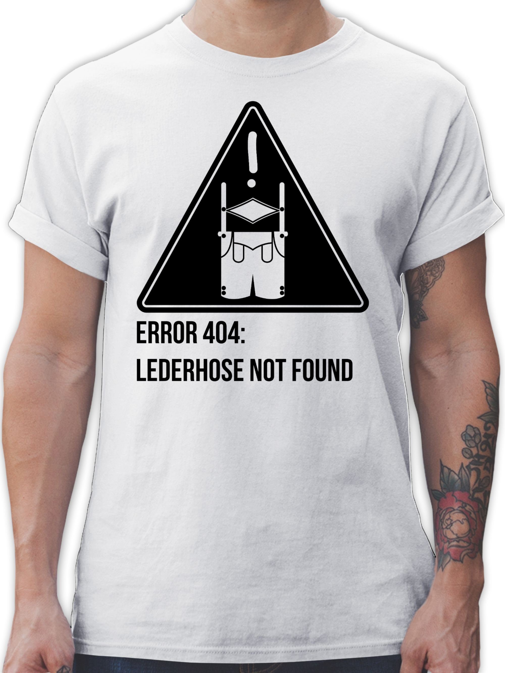 【berühmt】 Shirtracer T-Shirt Error 404: Lederhose Mode Oktoberfest found not 2 Weiß Herren für