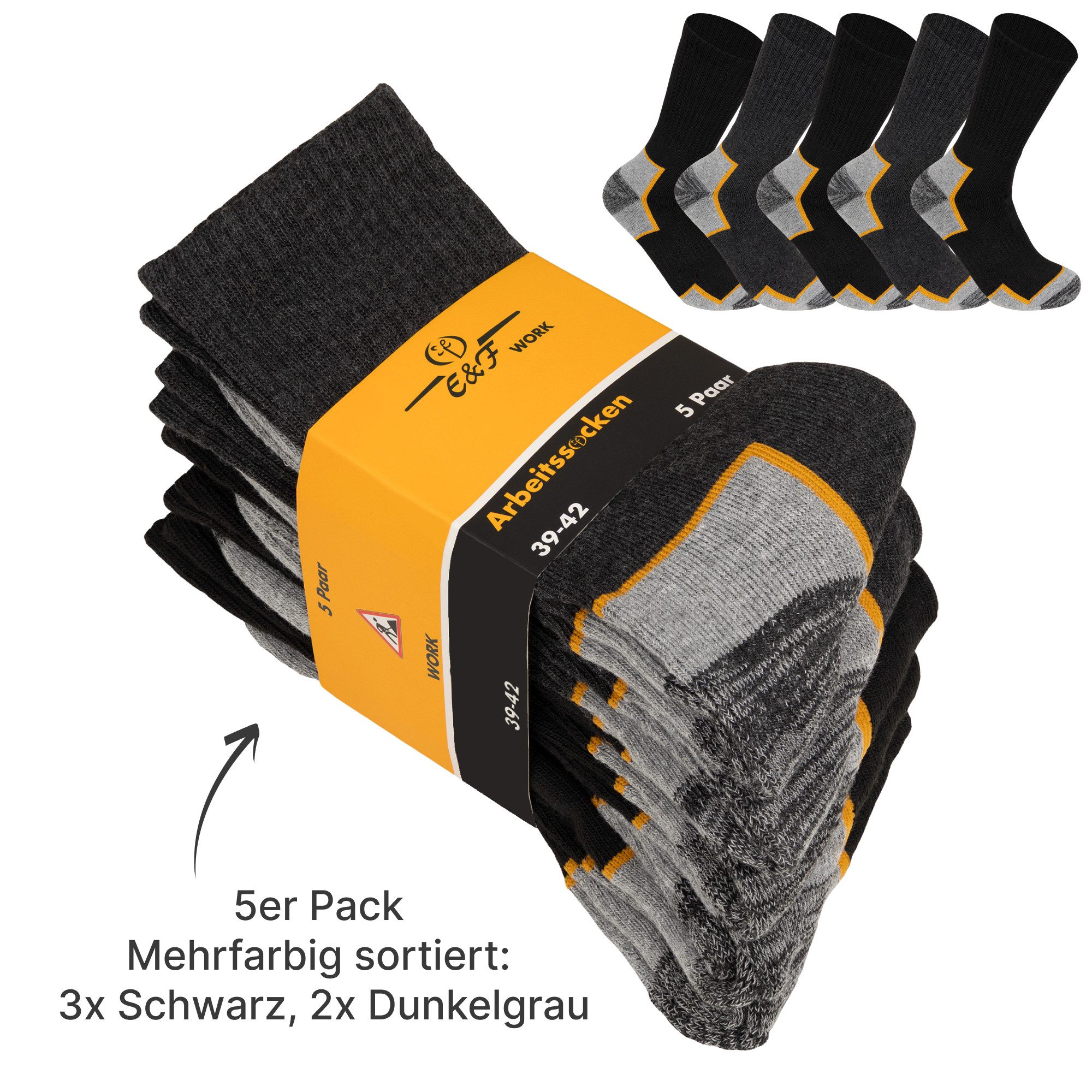 EAAKIE Arbeitssocken Herren Arbeitssocken 5/10/20 Paar – WORK Socken aus 85% Baumwolle (20-Paar) – Bild 4 von 5