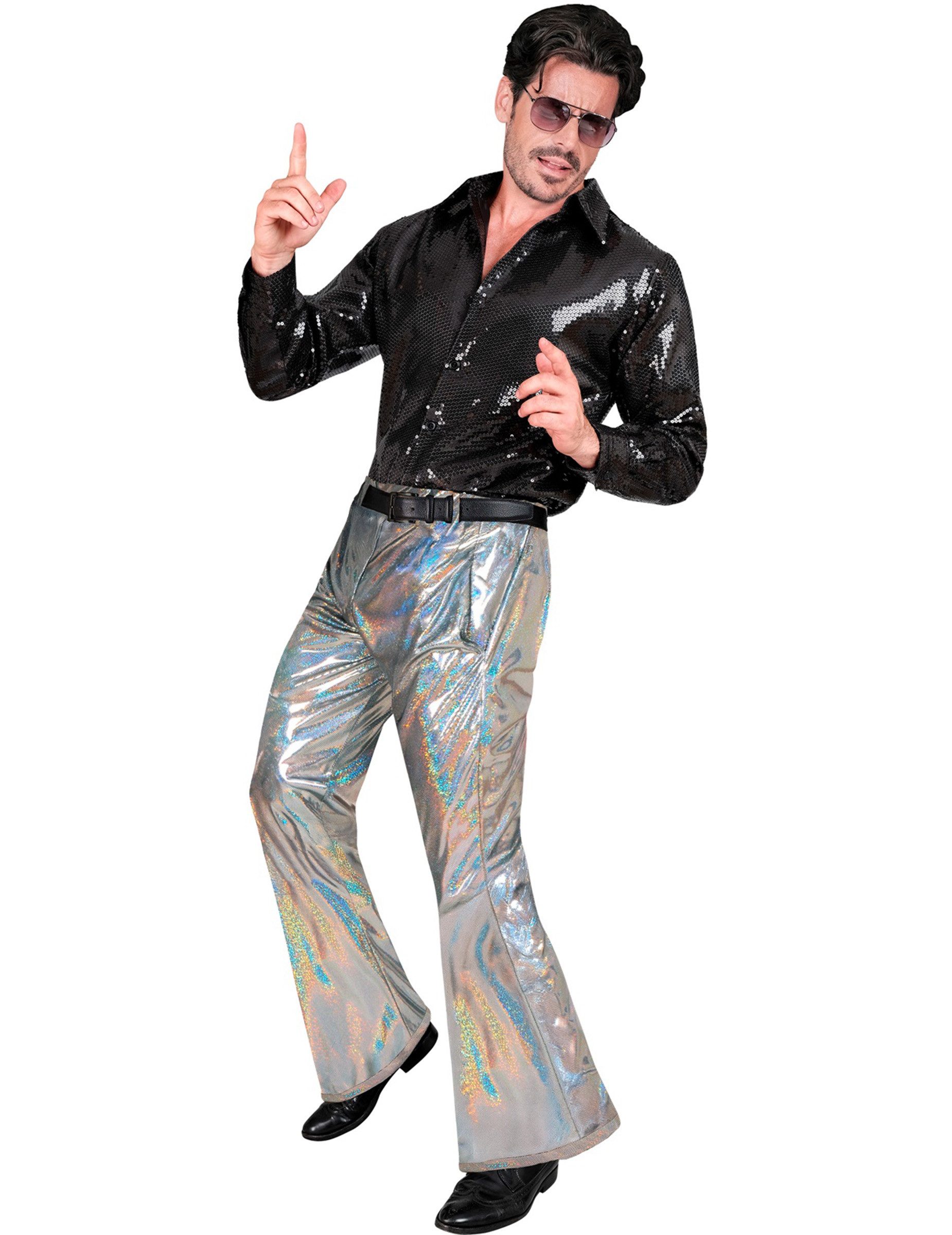 Widmann S.r.l. Kostüm Disco Hose Herren holografisch silber günstig online kaufen