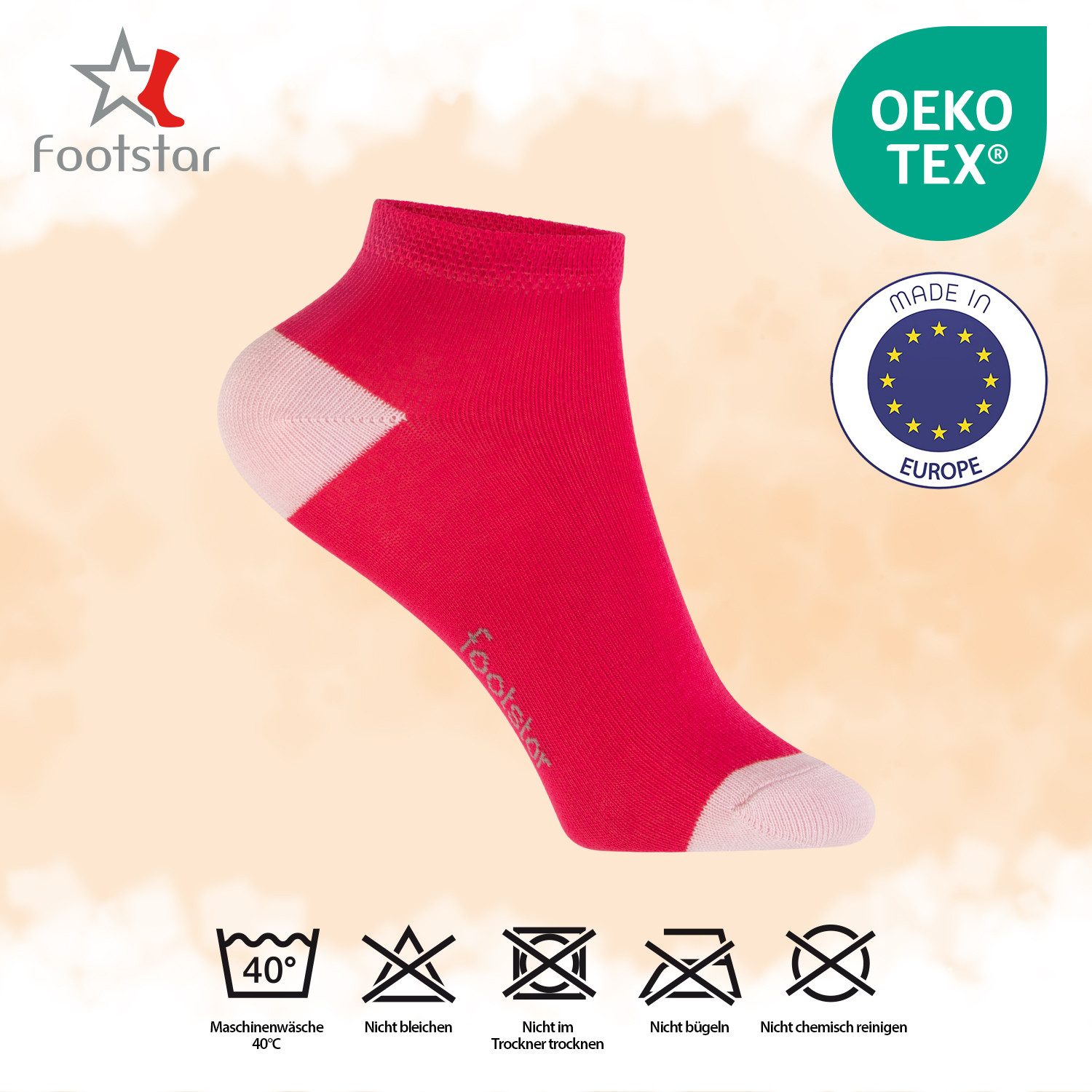 Footstar Kurzsocken Kinder Baumwoll Kurzschaft Socken (10 Paar) Ferse-Spitze