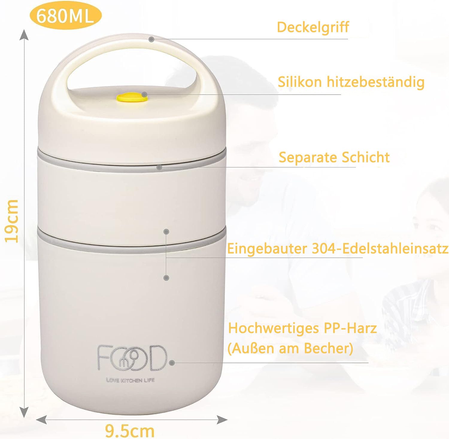 Diwzbyn Thermobehälter aus Edelstahl 680 ml – Isolierter Essensbehälter für unterwegs, auslaufsicher & robust, ideal für Büro, Schule und Reisen – Bild 5 von 5