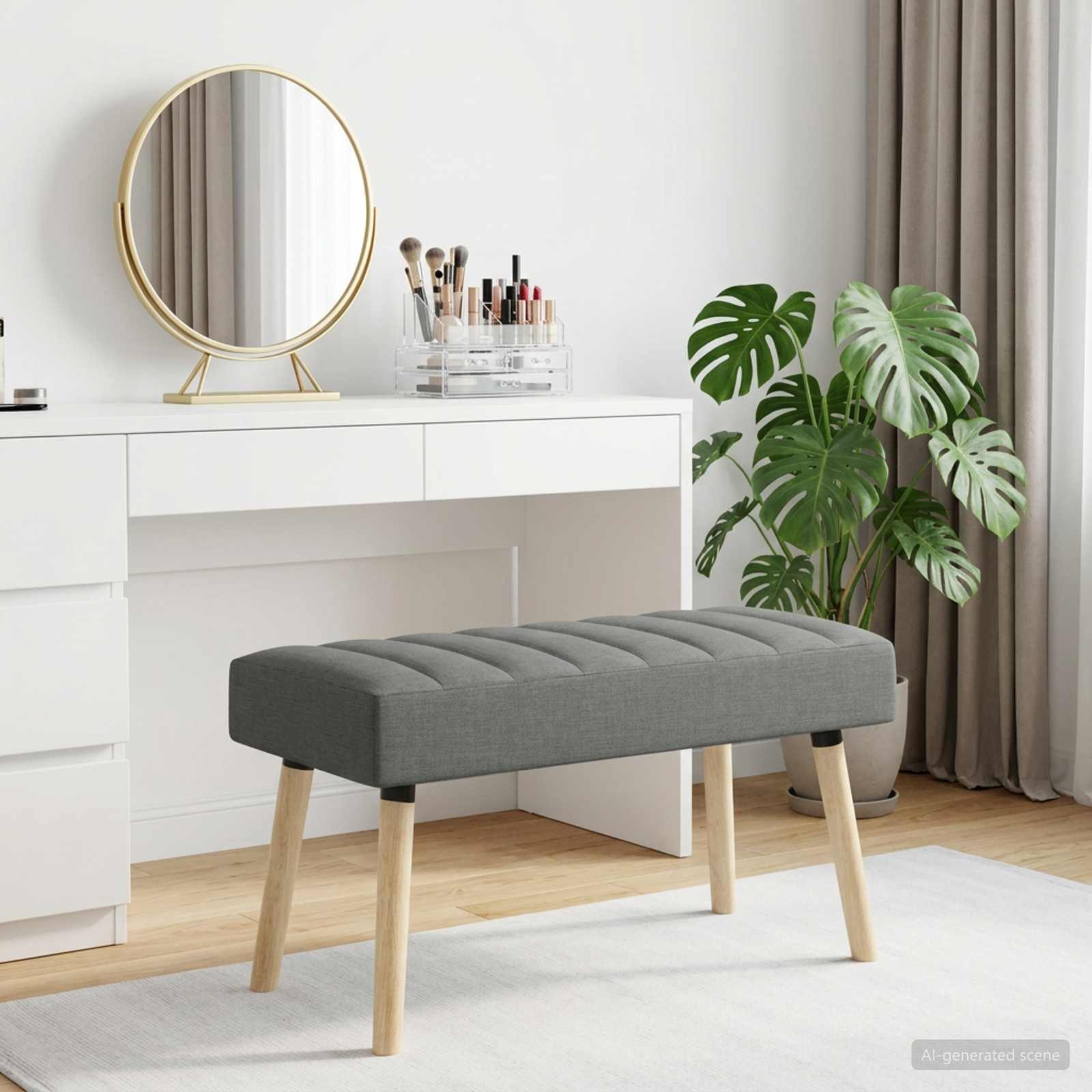 vidaXL Sitzbank Kanalgepolsterte Bank Dunkelgrau 80 x 40 x 46 cm Stoff (1-St)