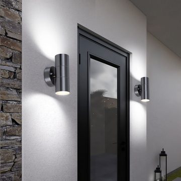etc-shop Außen-Wandleuchte, Leuchtmittel inklusive, Warmweiß, LED Wandleuchte Innen/Außen Außenwandleuchte mit Fernbedienung