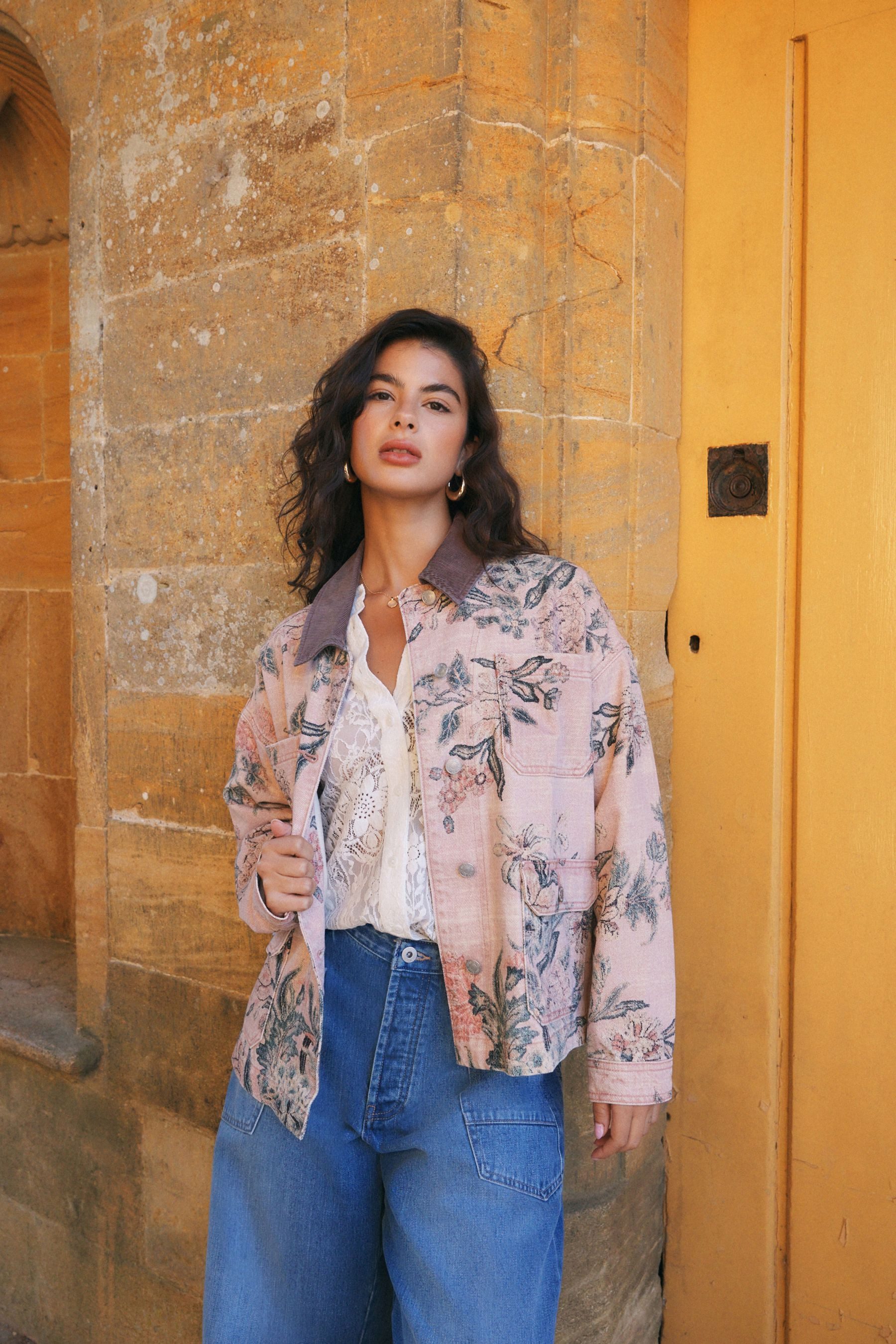 Next Jeansjacke National Trust x Next Denim-Jacke mit Cordkragen (1-St)