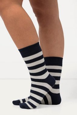 Ulla Popken Kuschelsocken Strümpfe 2er-Pack Ringel Rippjersey