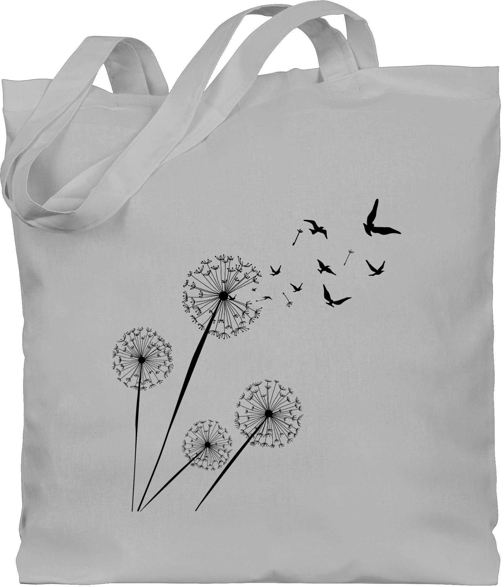 Shirtracer Umhängetasche Pusteblume Vögel - Birds Dandelion, Blumen & Blüten Kleider 2 Hellgrau