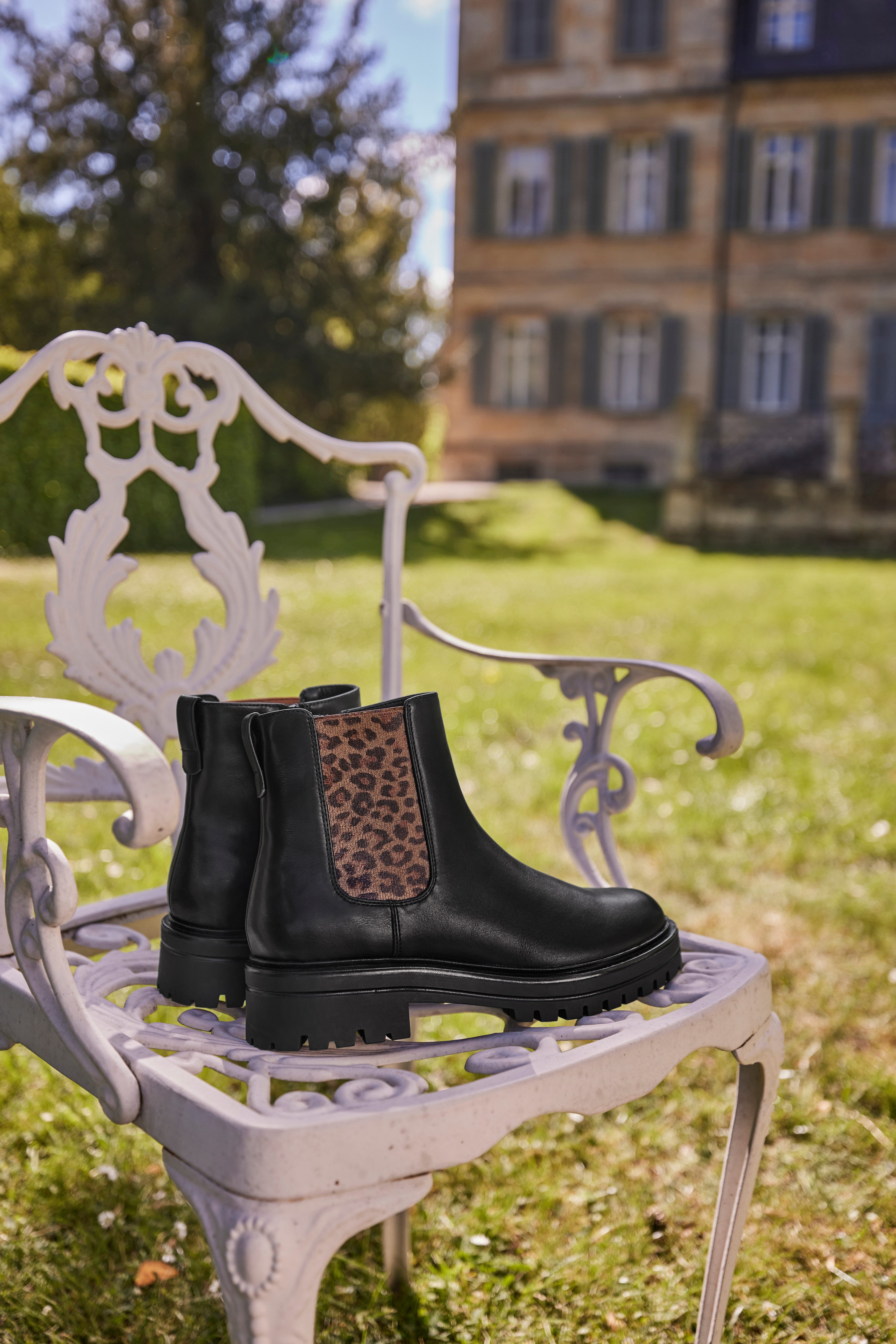 Aniston SHOES Chelseaboots, Stiefelette, Blockabsatz, mit Animal-Print - NE günstig online kaufen