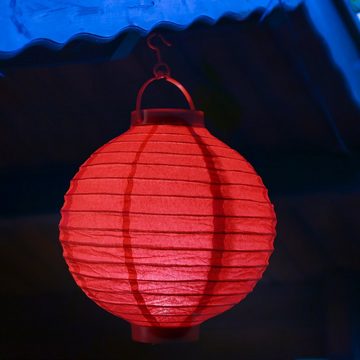 MARELIDA LED Lampion LED Solar Lampion 20cm Party Balkon Terrasse Garten Laterne rot, LED Classic, kaltweiss (5300K bis 6000K)