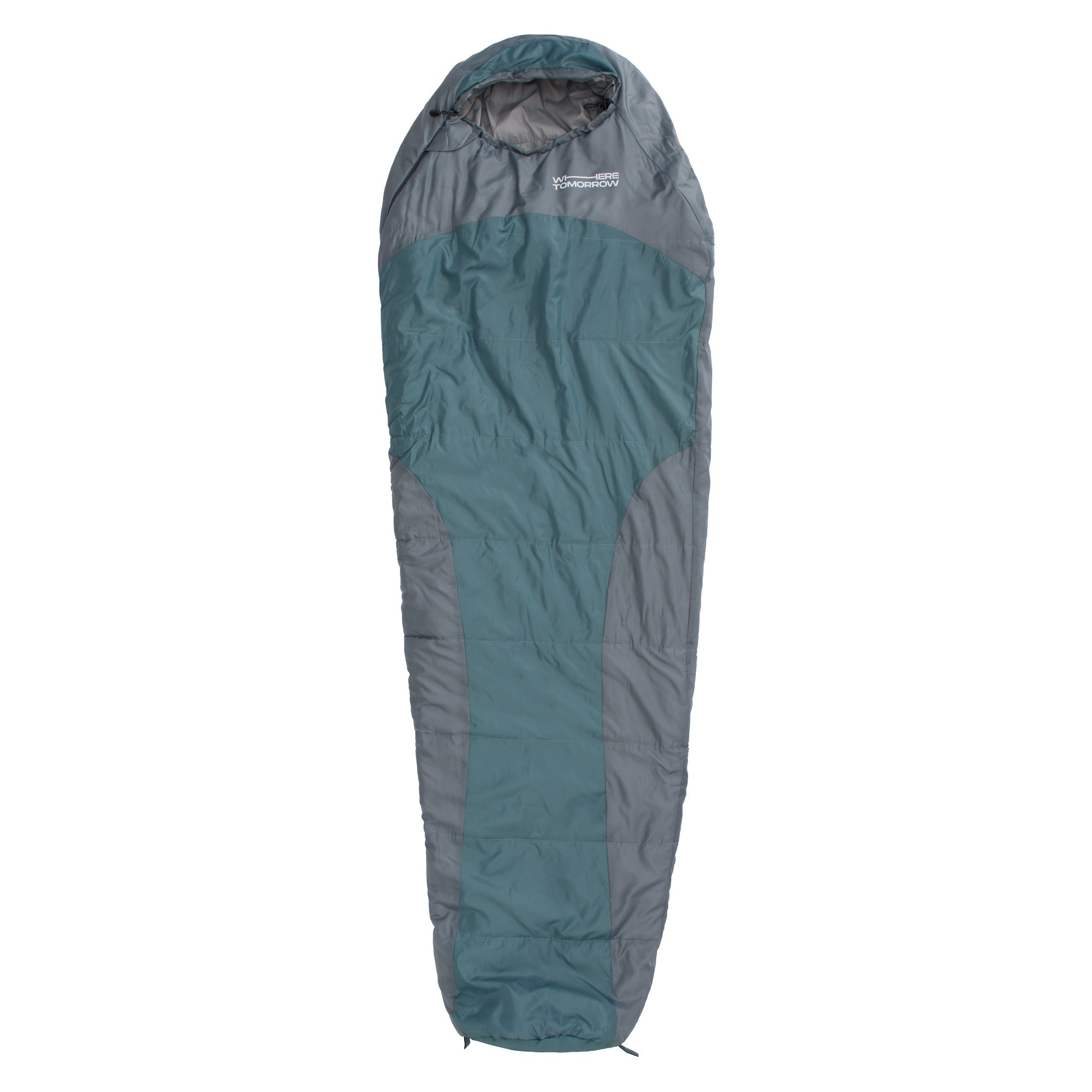 Lumaland Mumienschlafsack Where Tomorrow Camping Schlafsack mit Tasche, wasserabweisend Wärmekragen atmungsaktiv 230x80x55 goblinblau