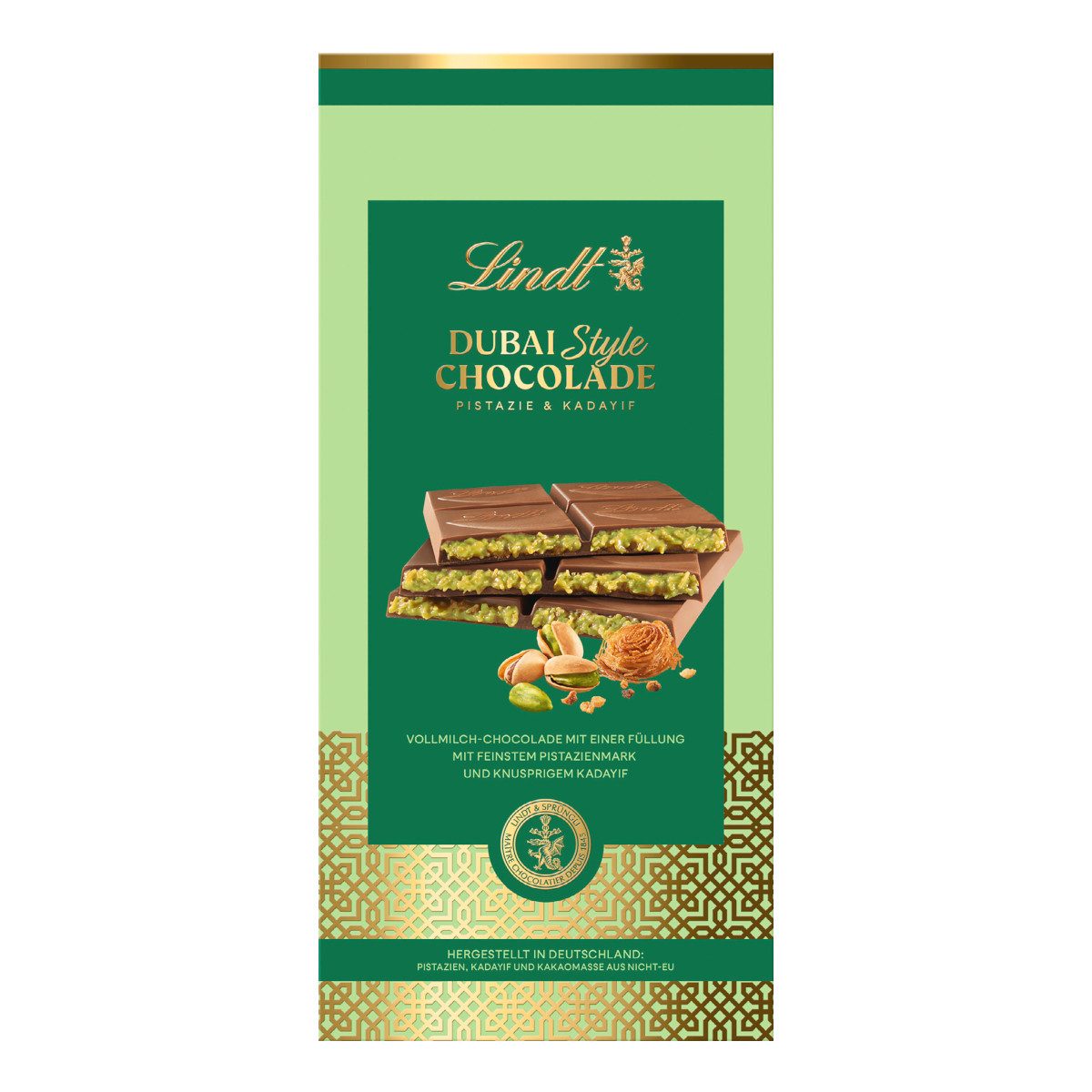 LINDT Schokolade, Lindt Dubai Style Chocolate Tafel Vollmilch-Schokolade Packung 145g