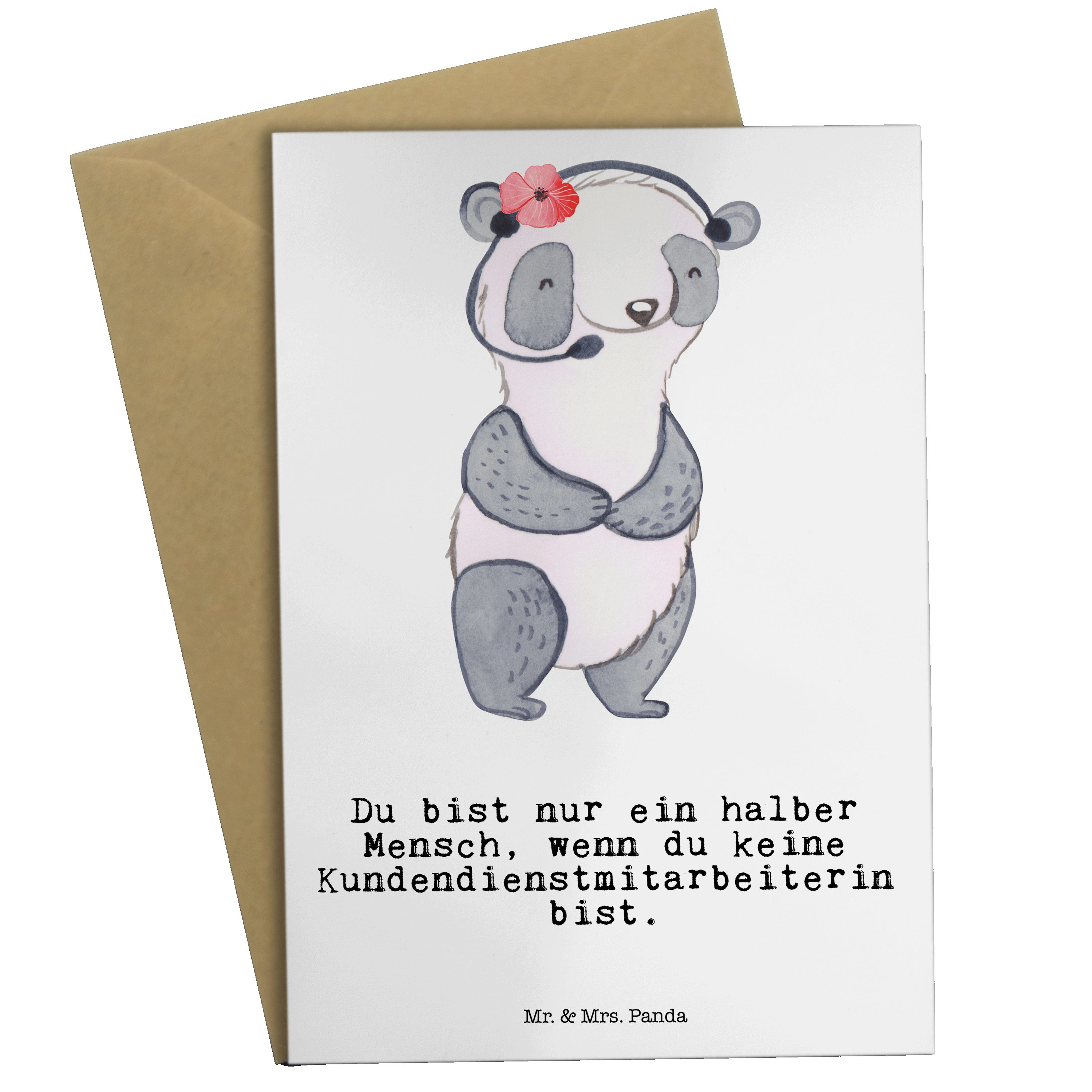 Mr. & Mrs. Panda Grußkarte Kundendienstmitarbeiterin mit Herz - Weiß - Geschenk, Danke, Callcent