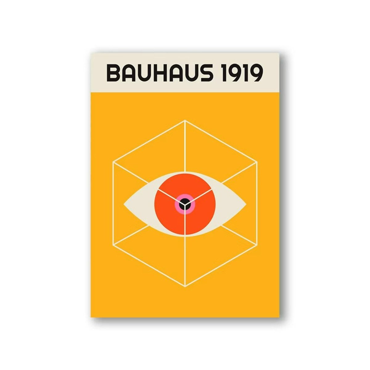 TPFLiving Kunstdruck (OHNE RAHMEN) Poster - Leinwand - Wandbild, Bauhaus Nordische Ästhetik Moderne Abstrakte Architektur Leinwand (Leinwandbild XXL), Farben: Gelb, Orange, Blau, Grau, Rot, Schwarz -Größe: 50x70cm