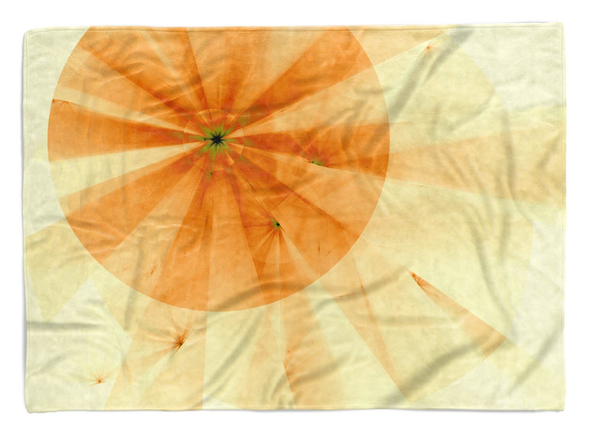 Handtücher Abstrakt, Saunatuch Handtuch Strandhandtuch Art (1-St), Baumwolle-Polyester-Mix Orange Fotomotiv mit Handtuch Kreis Kuscheldecke Sinus