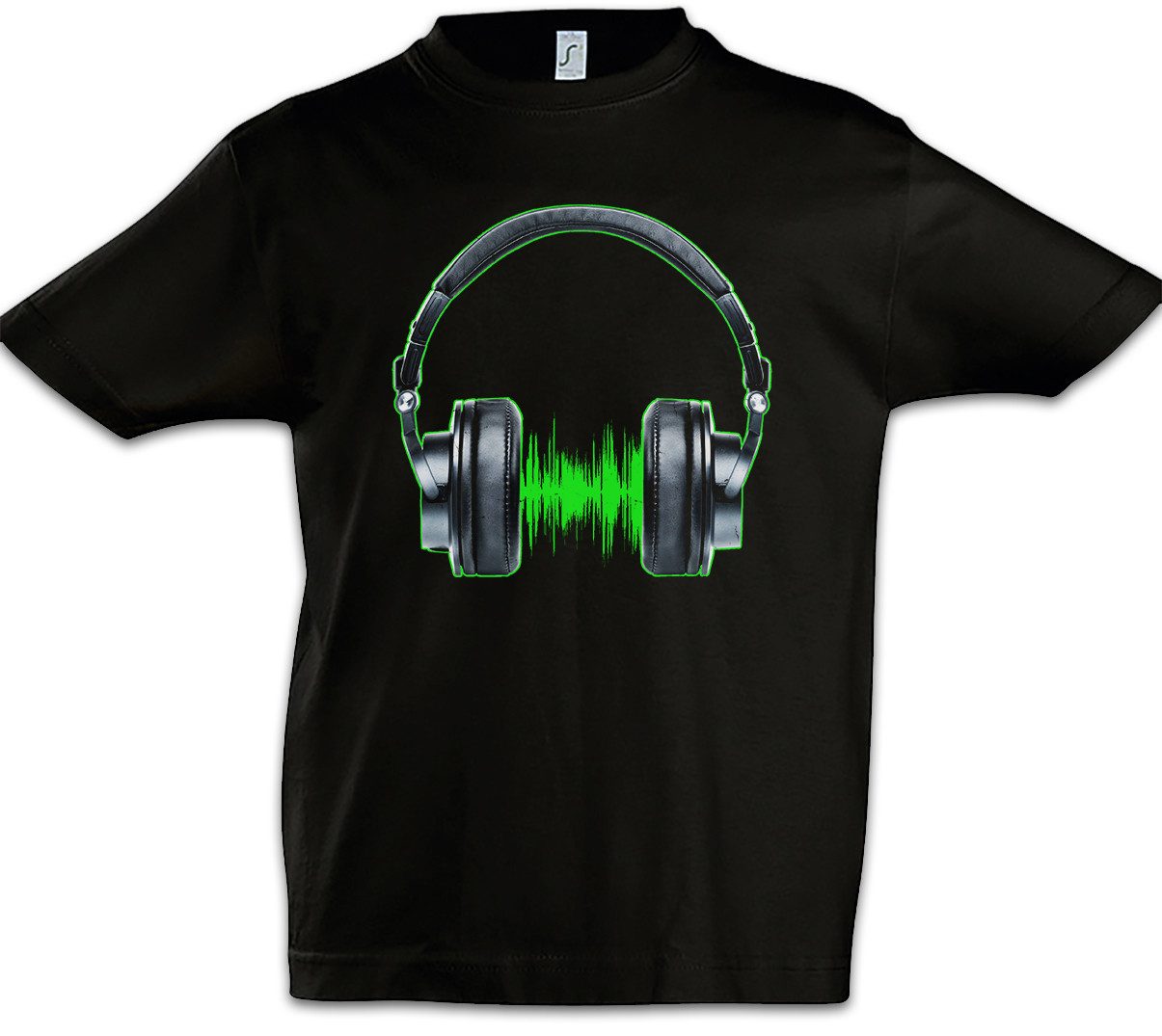 Print-Shirt Headphones Waveform Kinder T-Shirt Dj Disco Electro Techno Rave Club
