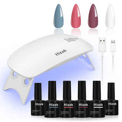 Hizek Lichthärtungsgerät, 7-tlg., UV LED Nagellampe, UV Nagellampe,Nagellack Gel Set Nail Art