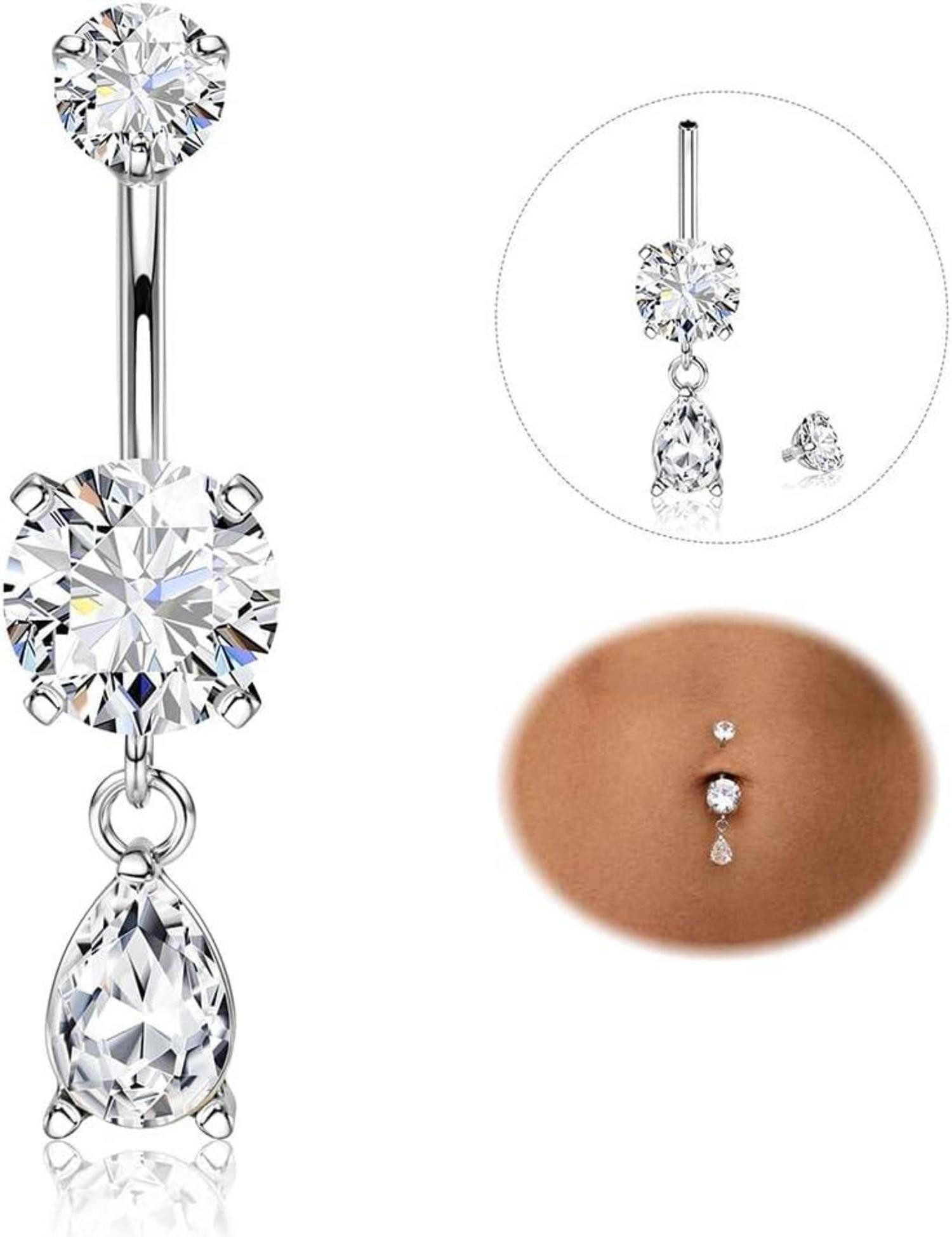 Bauchnabelpiercing Bauchnabelpiercing Titan 14G Silber Gold CZ Ring Lang Körperpiercing