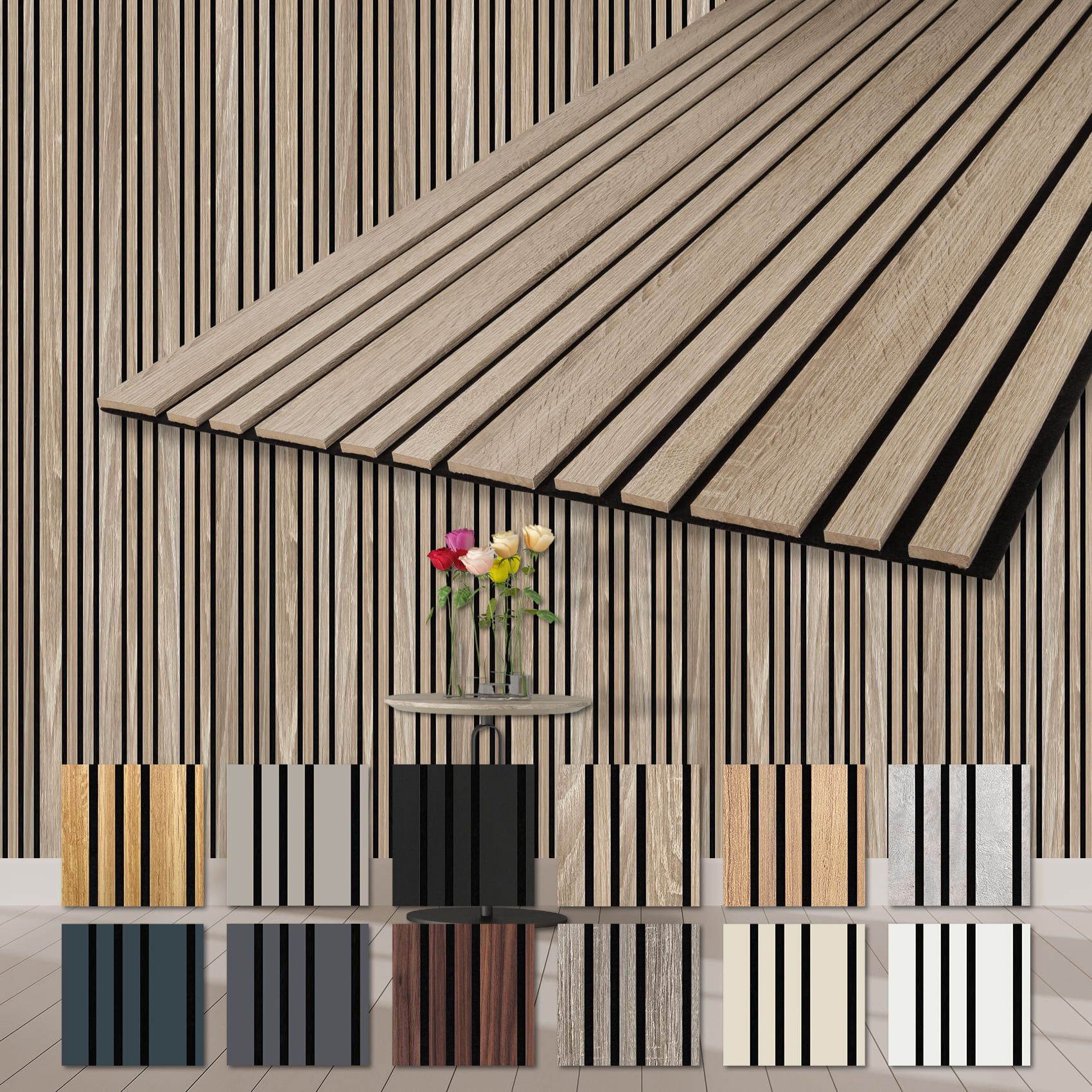 Hexim Wandpaneel, (Akustikpaneele 2 Stück 278x60cm Holz Mila - flexible Hol günstig online kaufen