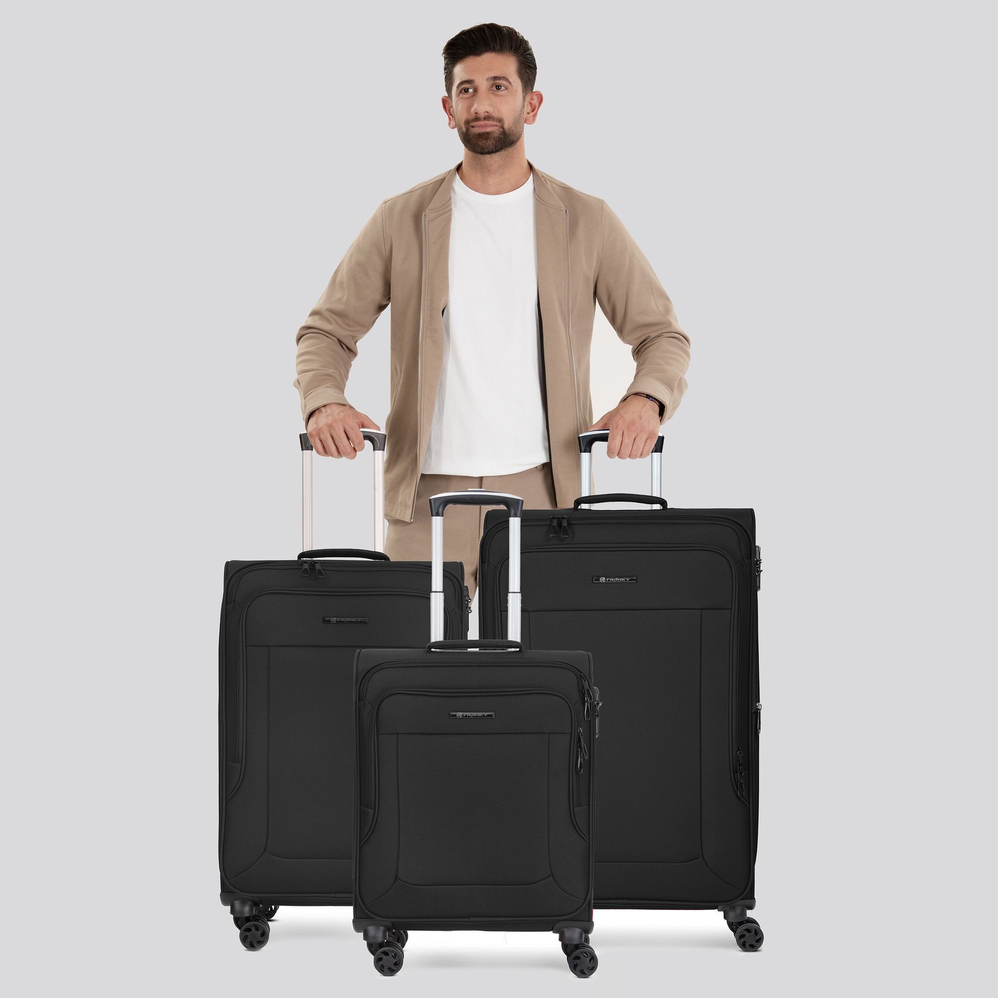 Franky Trolleyset Melbourne 3.0, 4 Rollen, (3-teilig, 3 tlg), Polyester