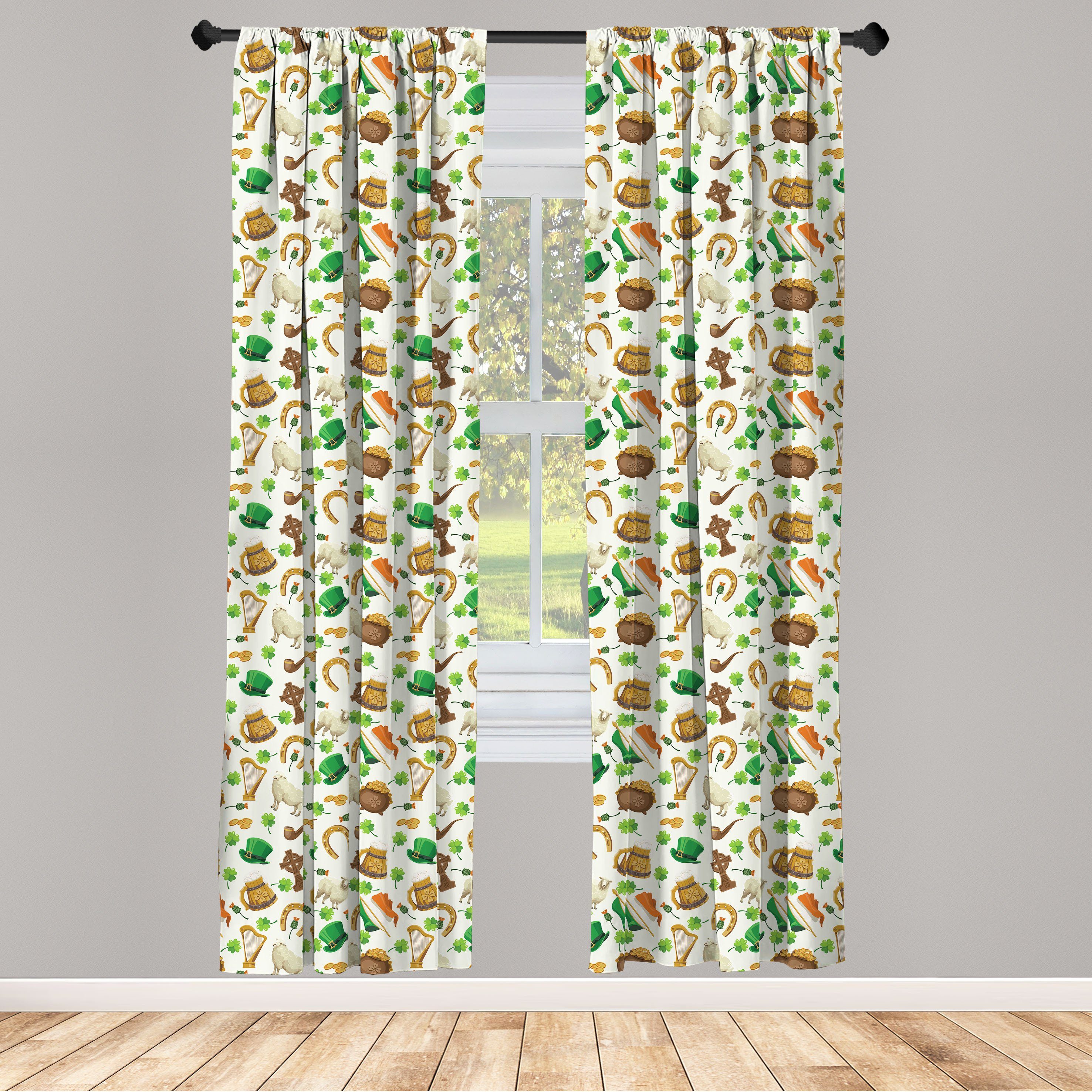 Gardine Vorhang für Wohnzimmer Schlafzimmer Dekor, Abakuhaus, Microfaser, Klee irische Kultur | Fertiggardinen