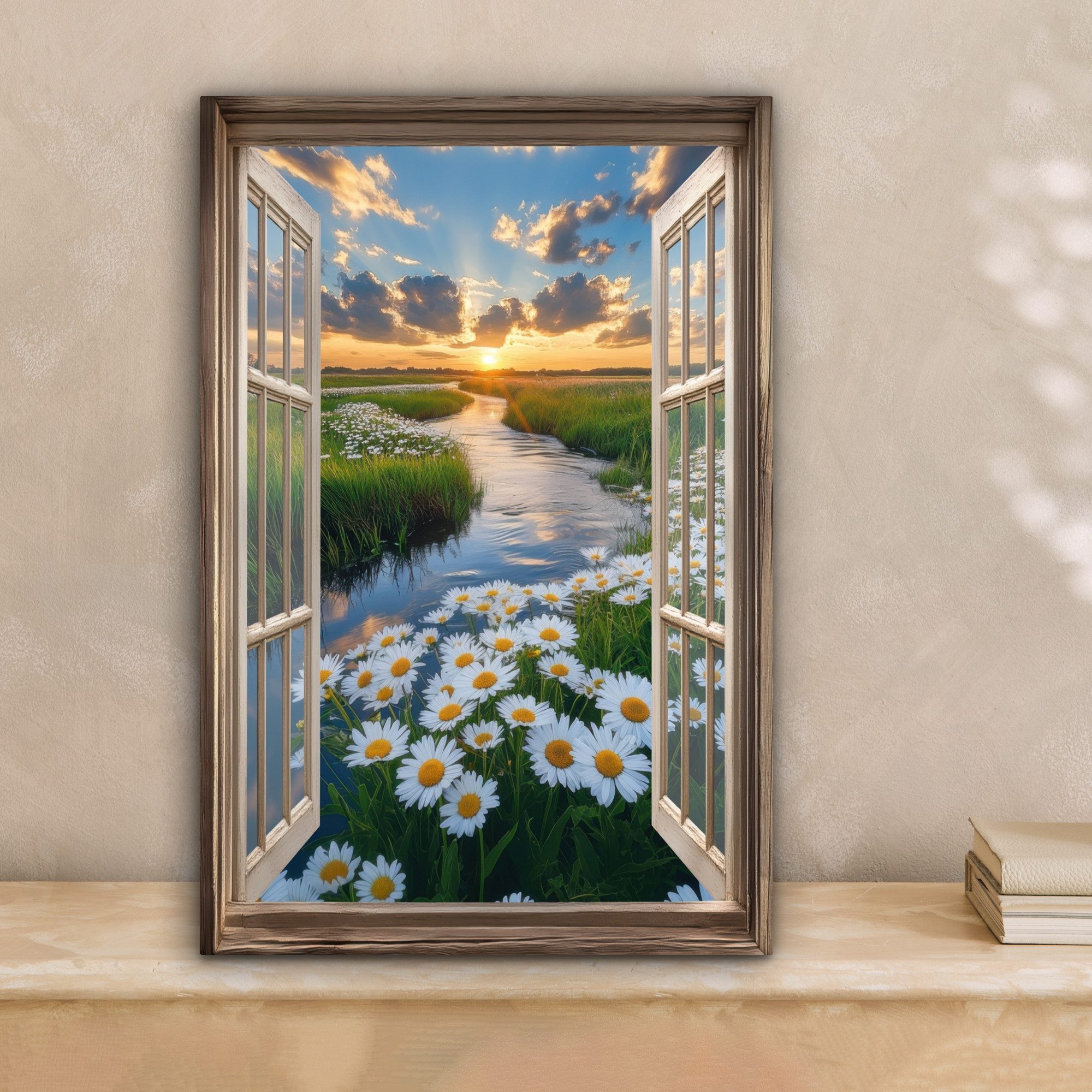 OneMillionCanvasses® Leinwandbild Aussicht - Landschaft - Fenster - Wasser günstig online kaufen