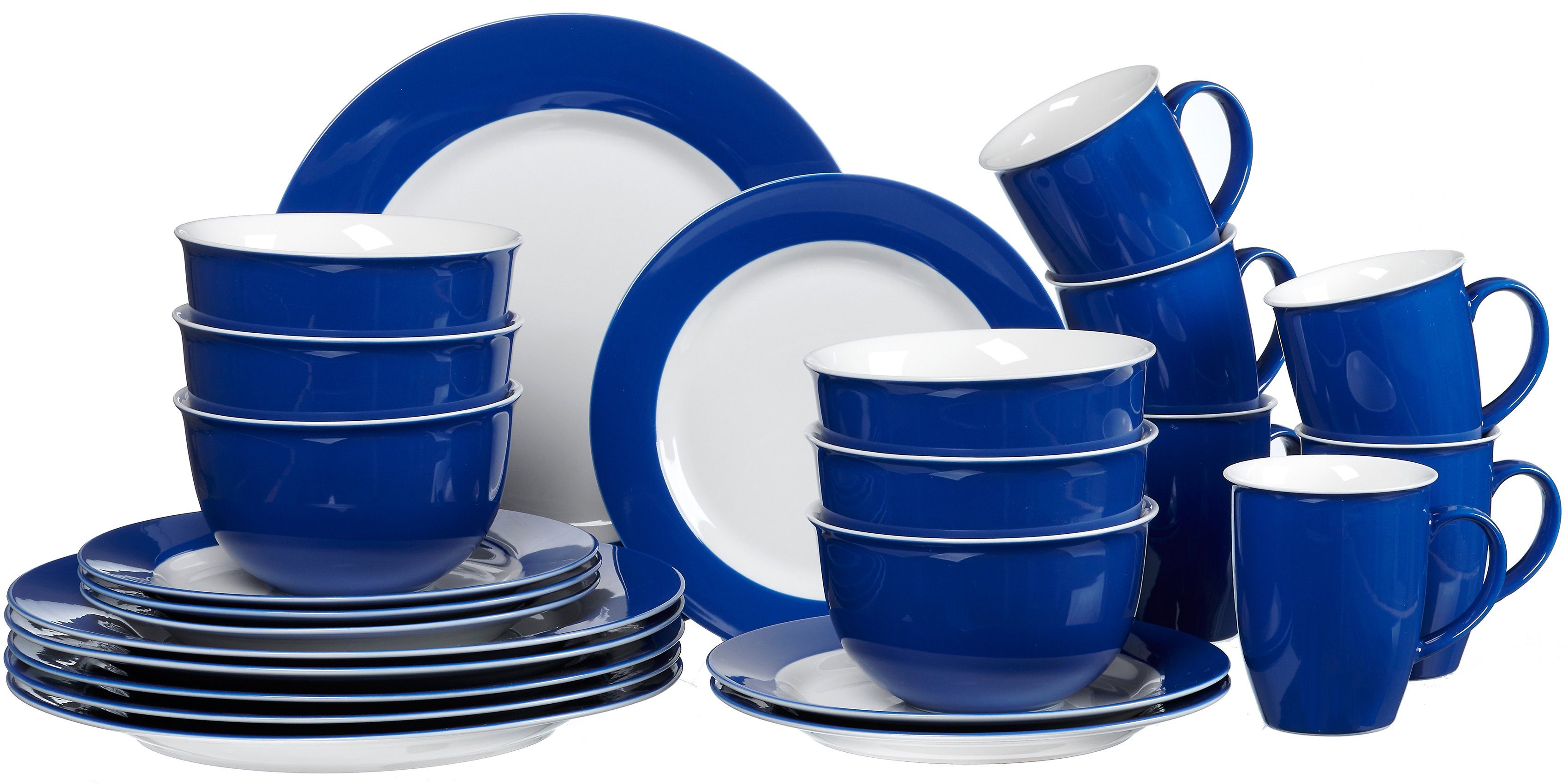 Ritzenhoff & Breker Kombiservice Geschirr-Set, Service Doppio (24-tlg), 6 Personen, Porzellan, in attraktiven Farbvarianten, 24 Teile, für 6 Personen