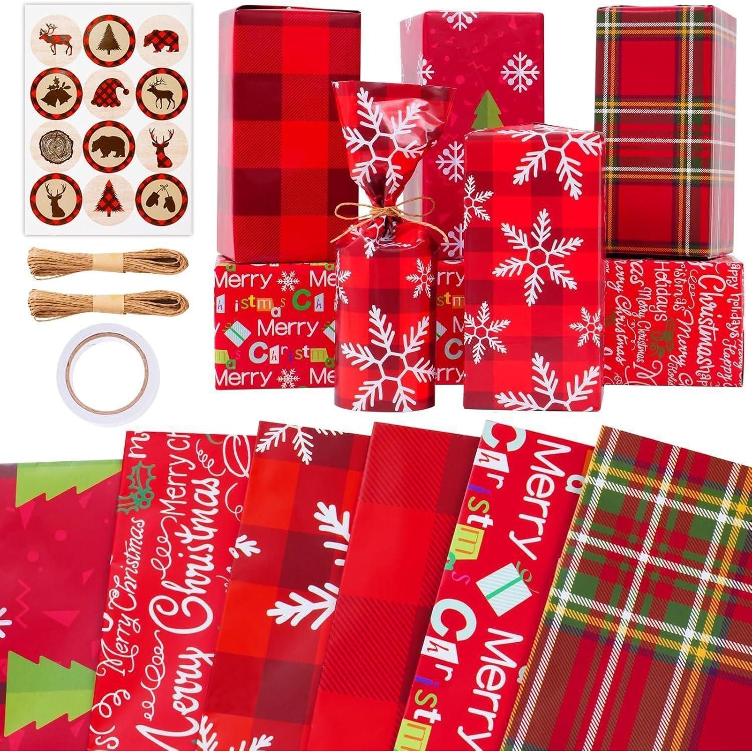 LuxusKollektion Geschenkpapier Geschenkpapier Weihnachten Rot 50x70cm Geschenkpapier Weihnachten Rot