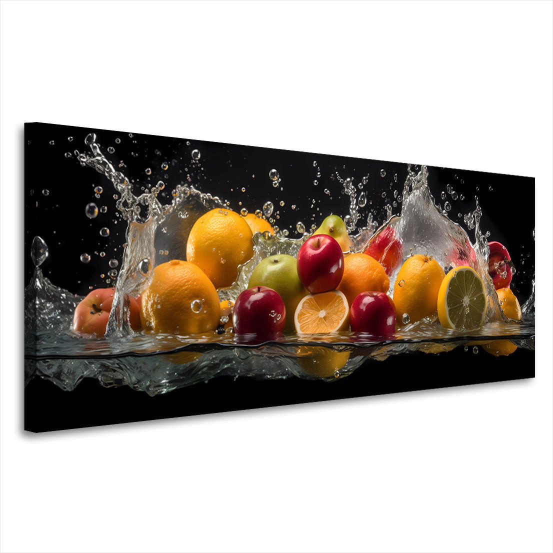 Artedinoi Leinwandbild Früchte Wasser Splash Citrus Leinwandbild Wandbild Kunstdruck XL Wandd