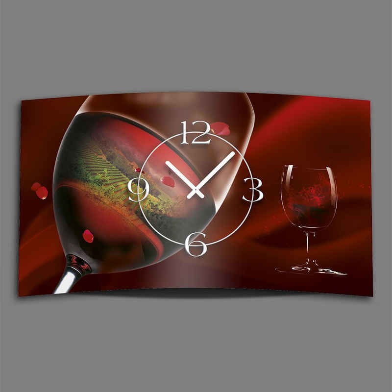 dixtime Wanduhr Rotwein Designer Wanduhr modernes Wanduhren Design leise kein ticken (Einzigartige 3D-Optik aus 4mm Alu-Dibond)