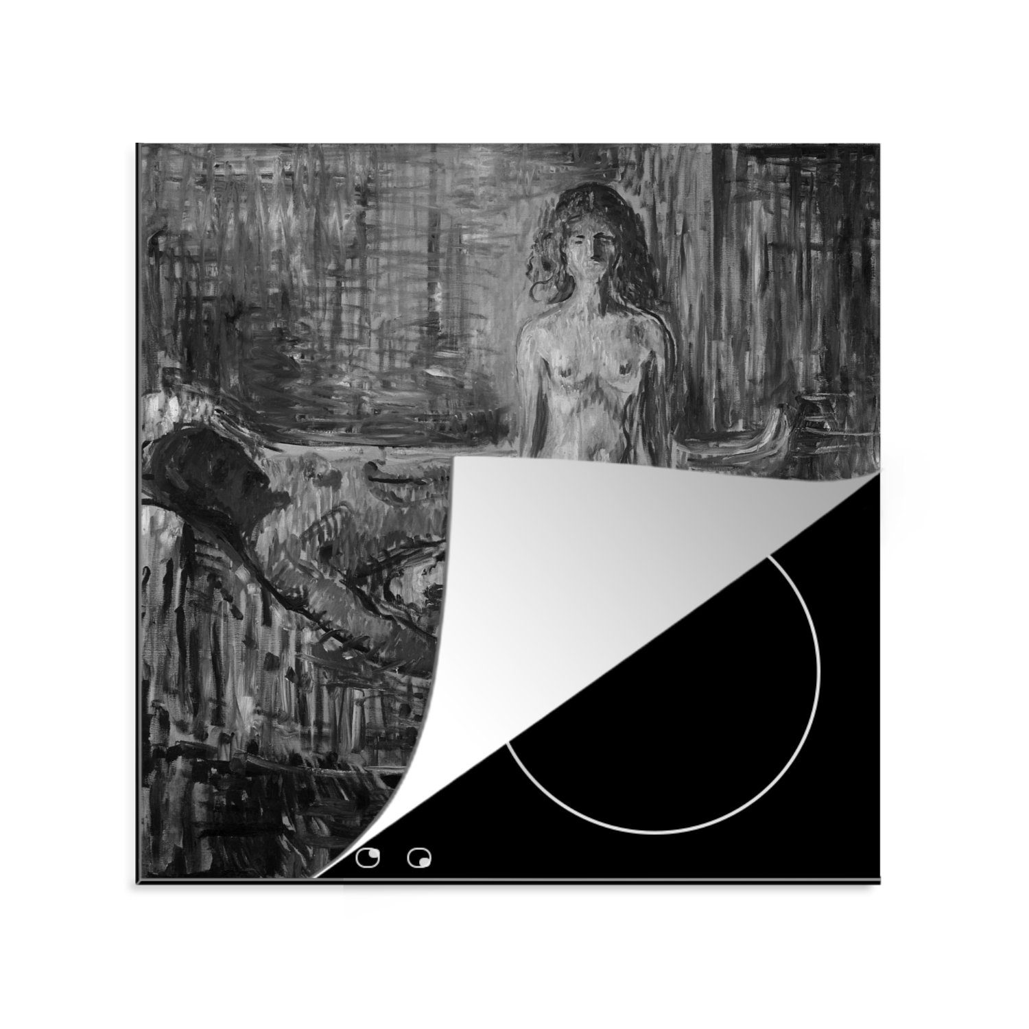 Der küche 78x78 Arbeitsplatte Edvard Herdblende-/Abdeckplatte Ceranfeldabdeckung, Vinyl, Tod MuchoWow II von Munch, - für Marat (1 cm, tlg),