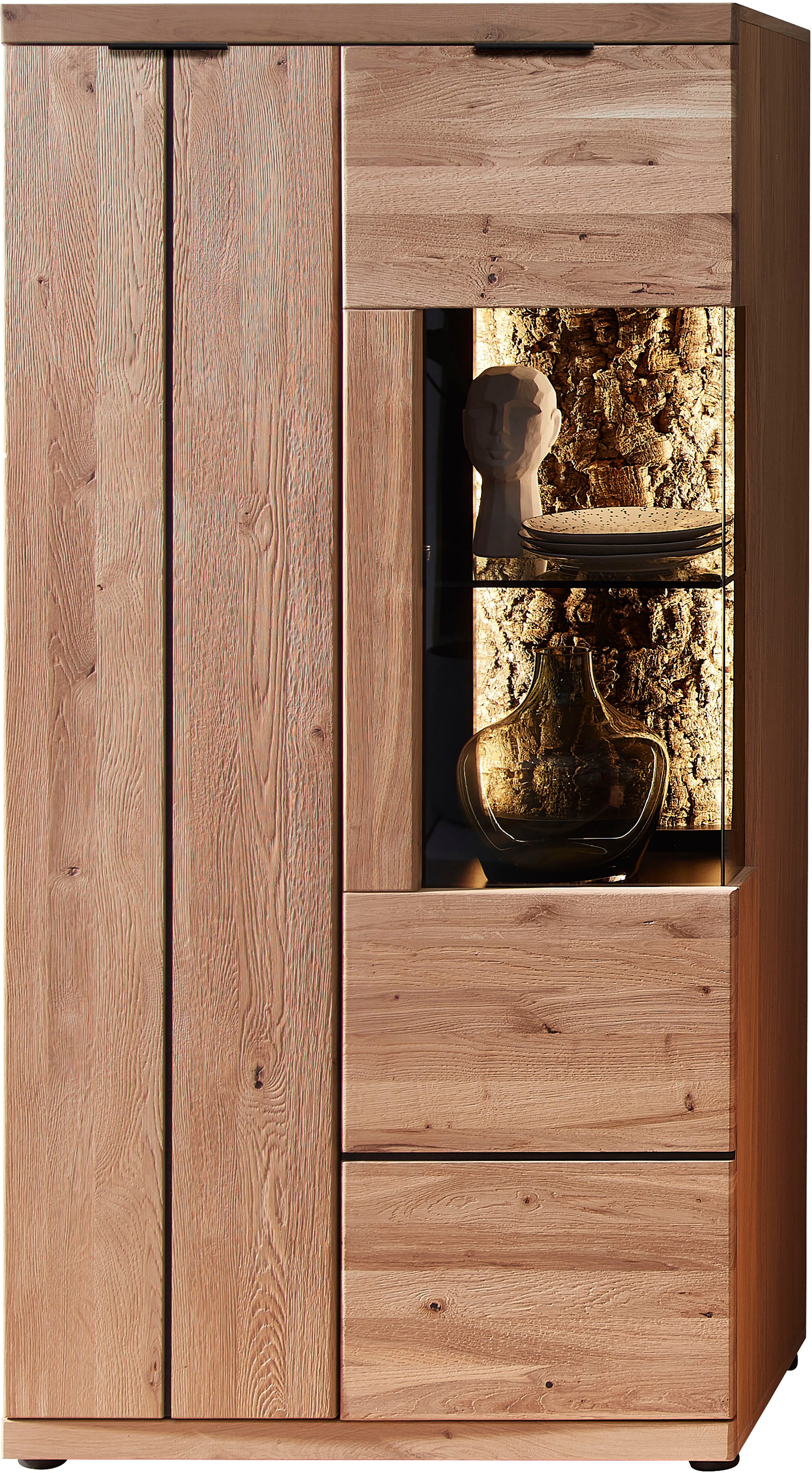 Innostyle Vitrine Donna Vitrine, 75x148x42 (BxHxT) (1-St) Beleuchtung bestellbar, 2 türig, Softclose, Echtkork Absetzung