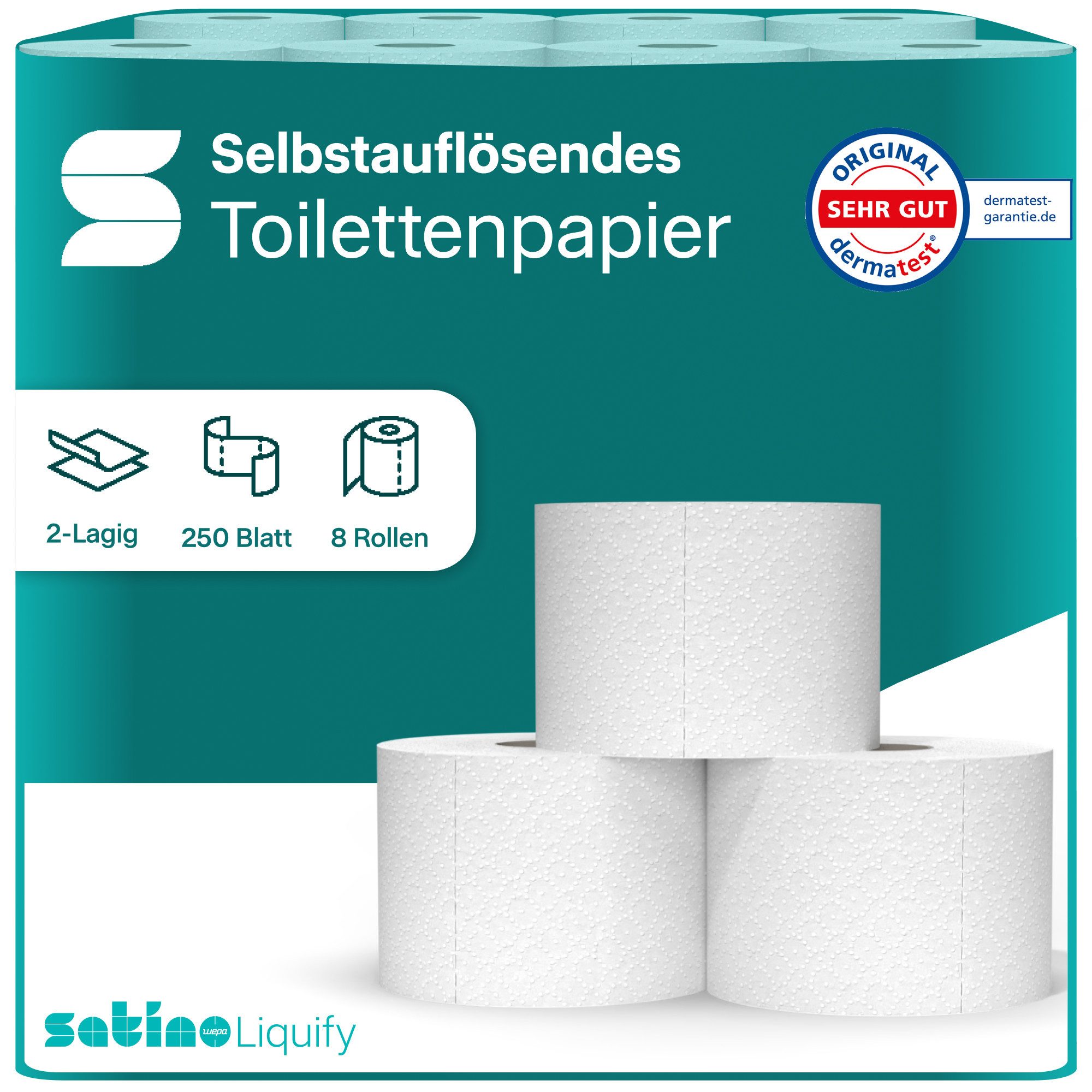 Satino Toilettenpapier liquify - schnell auflösend - perfekt für Camping, Outdoor, Reisen (8-St)