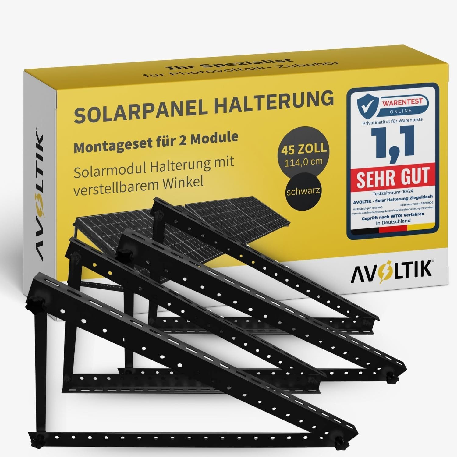 avoltik Solarmodul-Halterung 2 Sets Solarmodul Halterung für Flachdach Wand Aufständerung 114cm, (2 Sets Solarmodul Halterung für Flachdach Wand Aufständerung 114cm, 2-tlg., 2 Sets Solarmodul Halterung für Flachdach Wand Aufständerung 114cm, 2 Sets (4Wink
