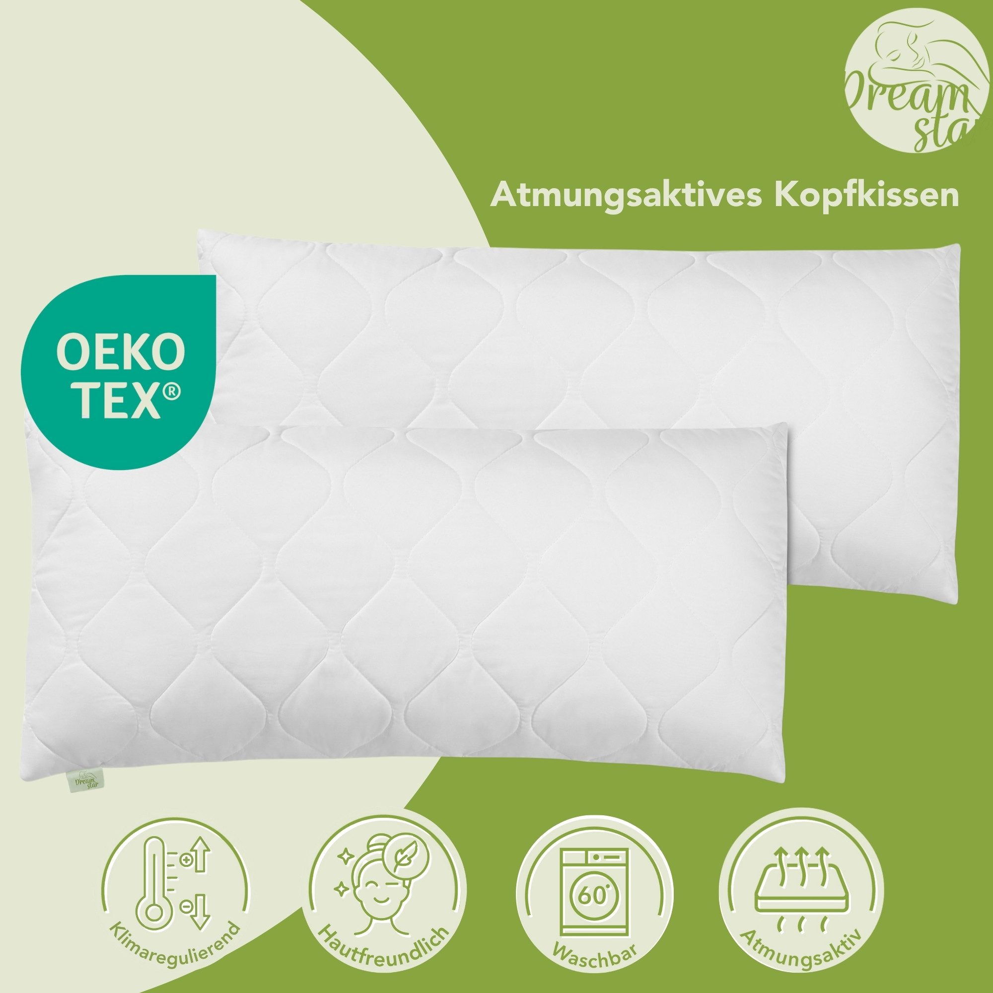 Dreamstar Microfaserkissen gestepptes Kopfkissen 40x80 cm günstig online kaufen