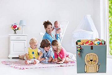 Centi Faltbox Aufbewahrungsboxen Kinder, Spielzeugkiste für Kallax Regal (Spar Set, 3 St., 33x33x33 cm, grau/türkis), Perfekt für Würfelregale, aufbewahrung Kinderzimmer, abwaschbar
