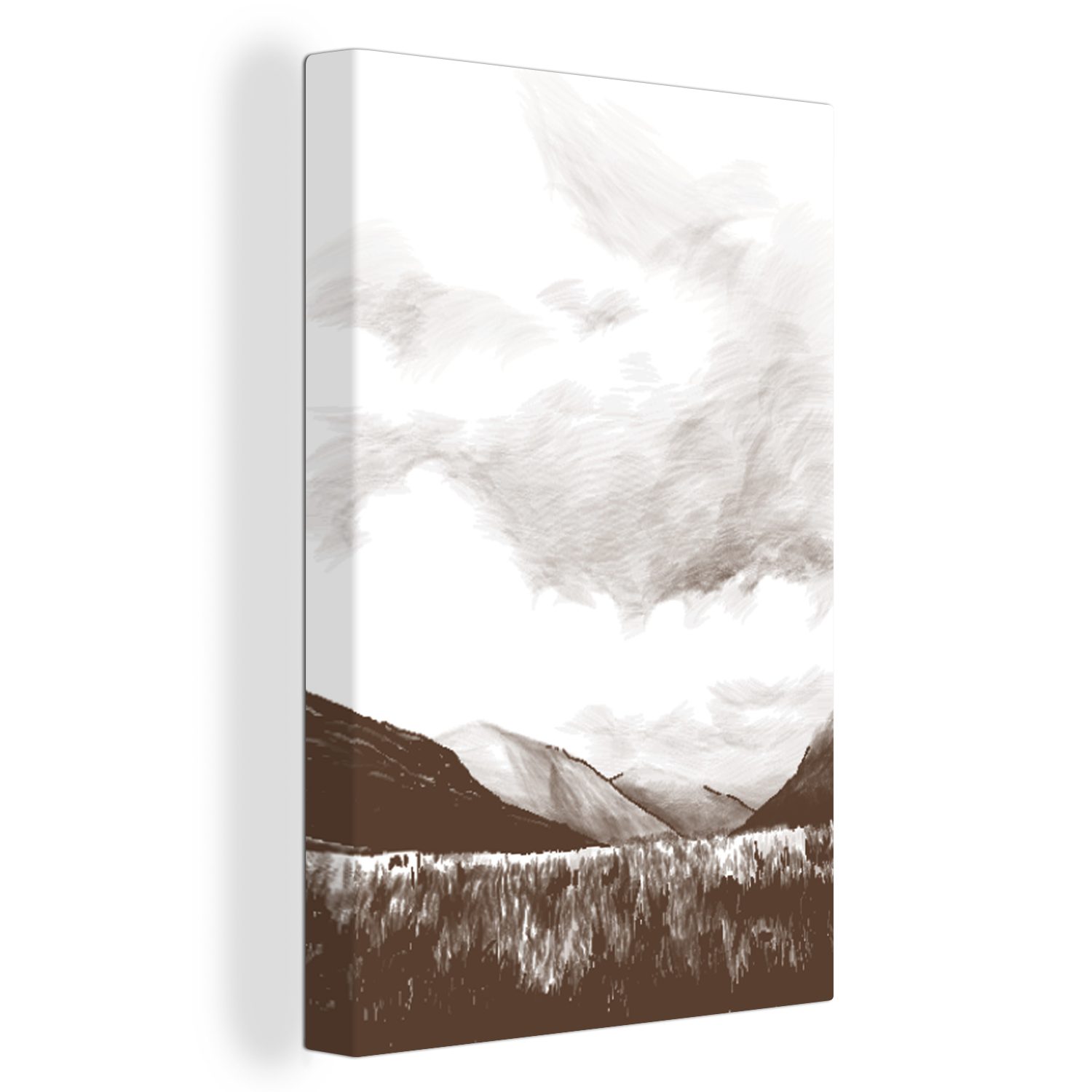 OneMillionCanvasses® Leinwandbild Gras - Berg - Himmel, (1 St), Leinwandbild fertig bespannt inkl. Zackenaufhänger, Gemälde, 20x30 cm