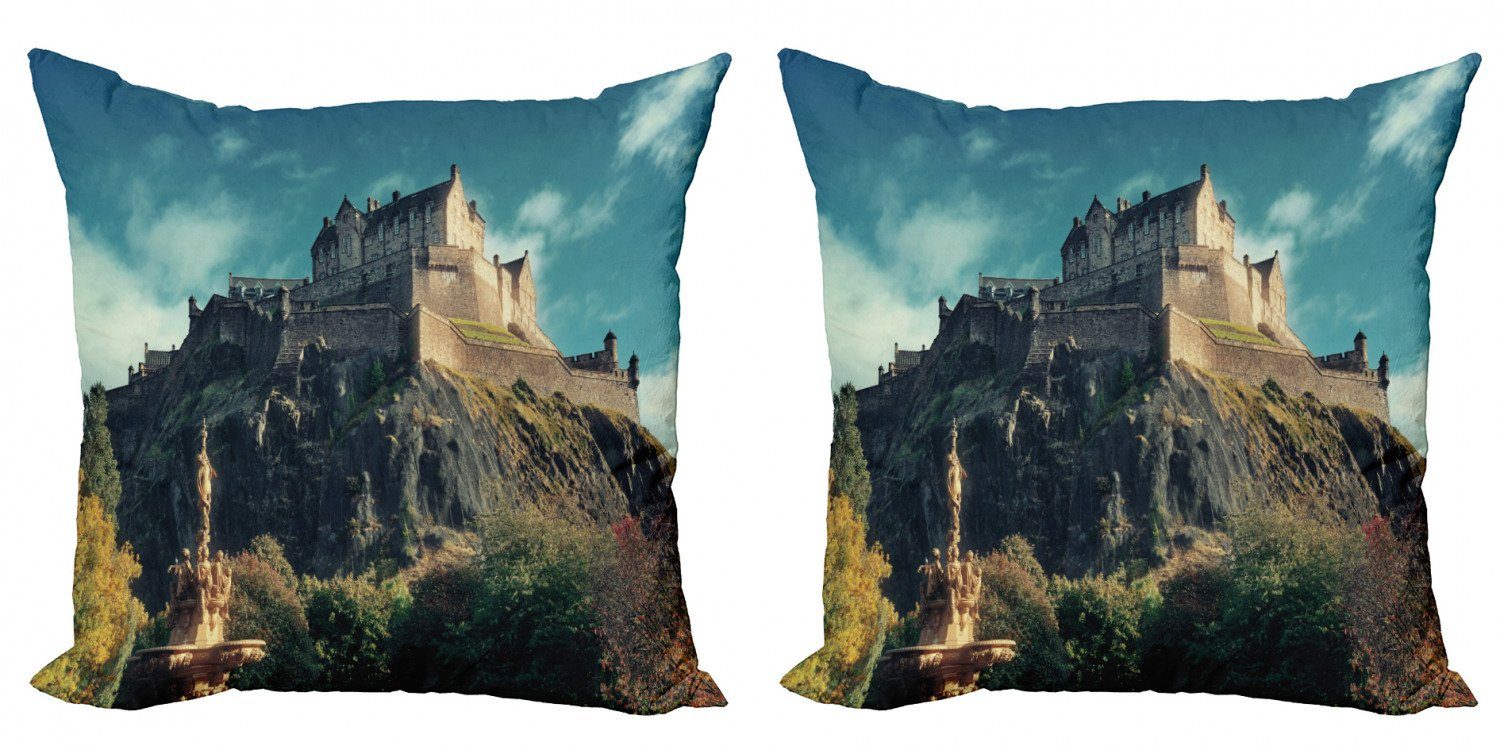 Kissenbezüge Modern Accent Doppelseitiger Digitaldruck, Abakuhaus (2 Stück), Edinburgh Berühmte Schloss auf Felsen