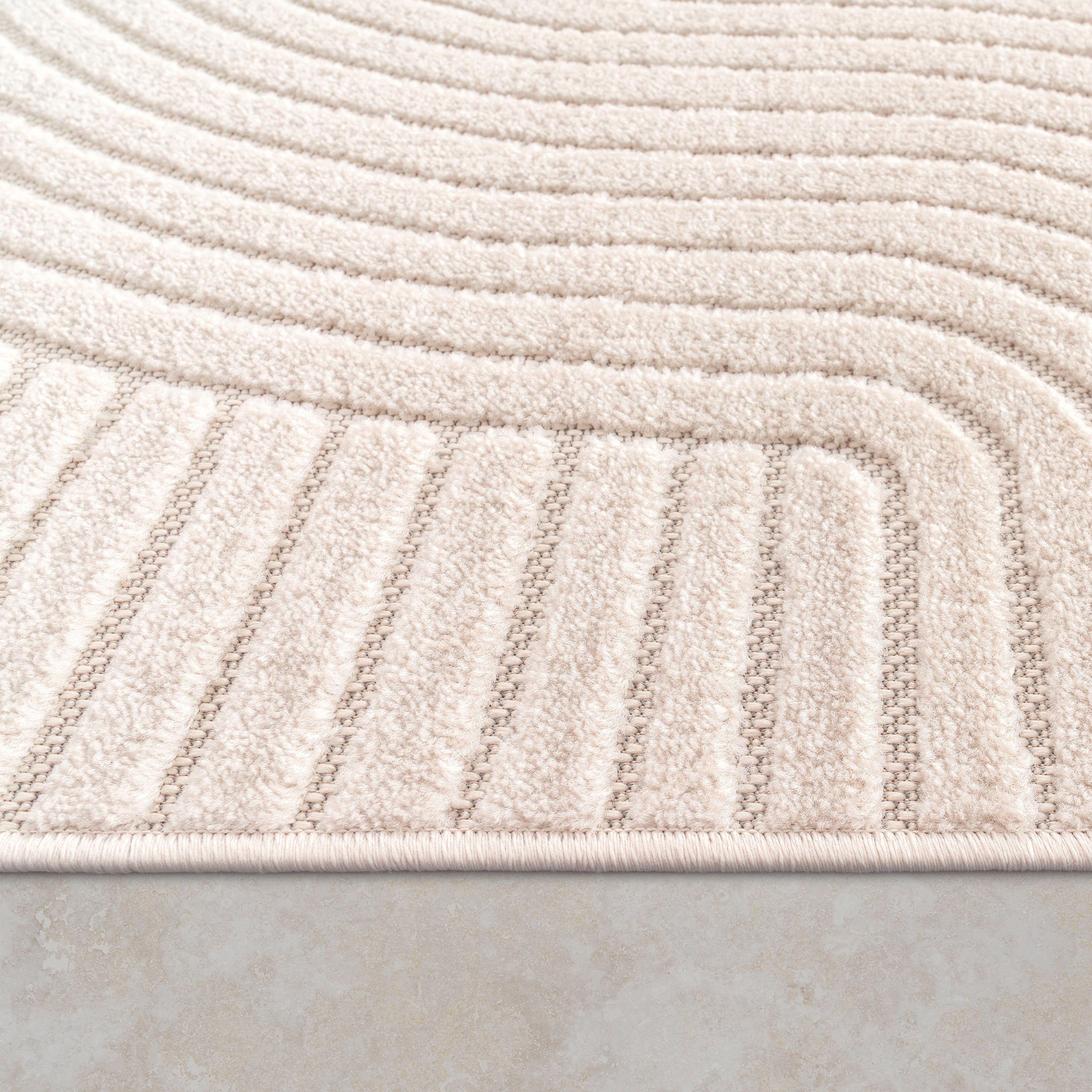 Paco Home Teppich Cotton 233, rechteckig, Höhe: 10 mm, Kurzflor, Uni Farben, Hoch-Tief-Effekt, Scandi-Look, Outdoor geeignet