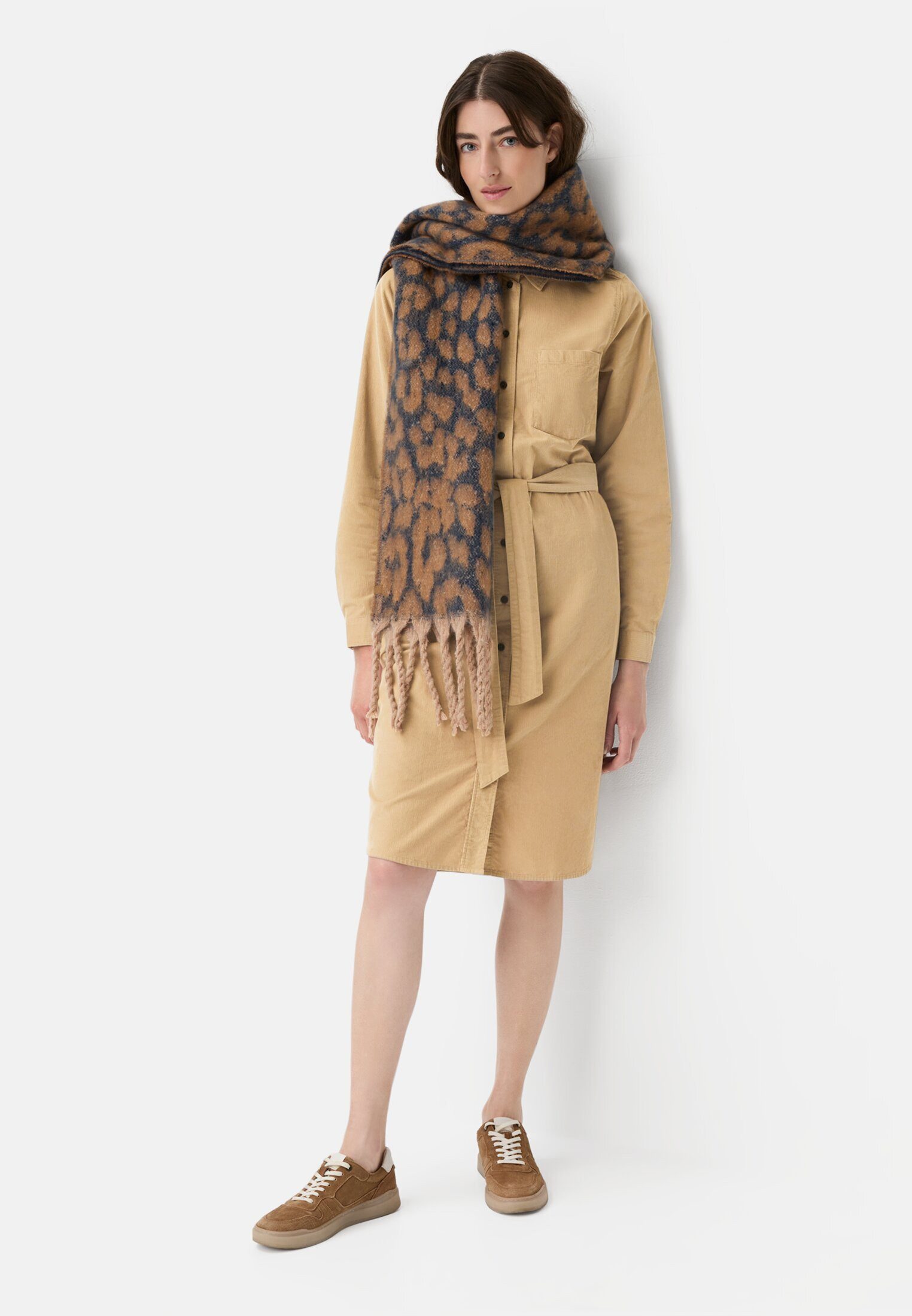 camel active Blusenkleid mit Taillengürtel Langarm (1-tlg)