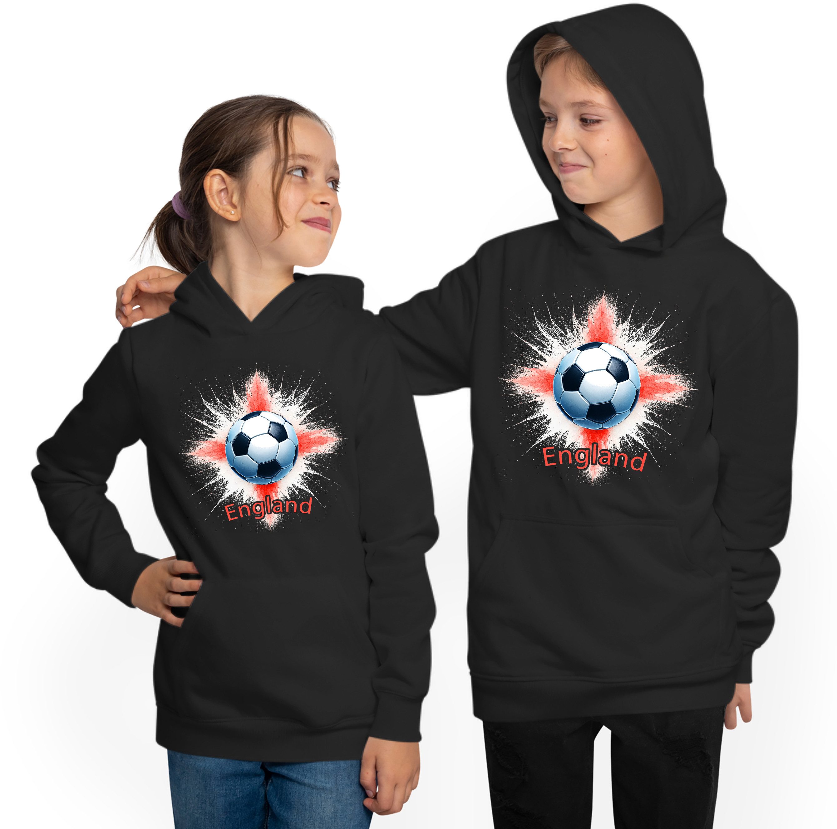 MyDesign24 Hoodie Kinder WM Hoodie Fussball Kapuzensweater – England Fan Hoodie i675