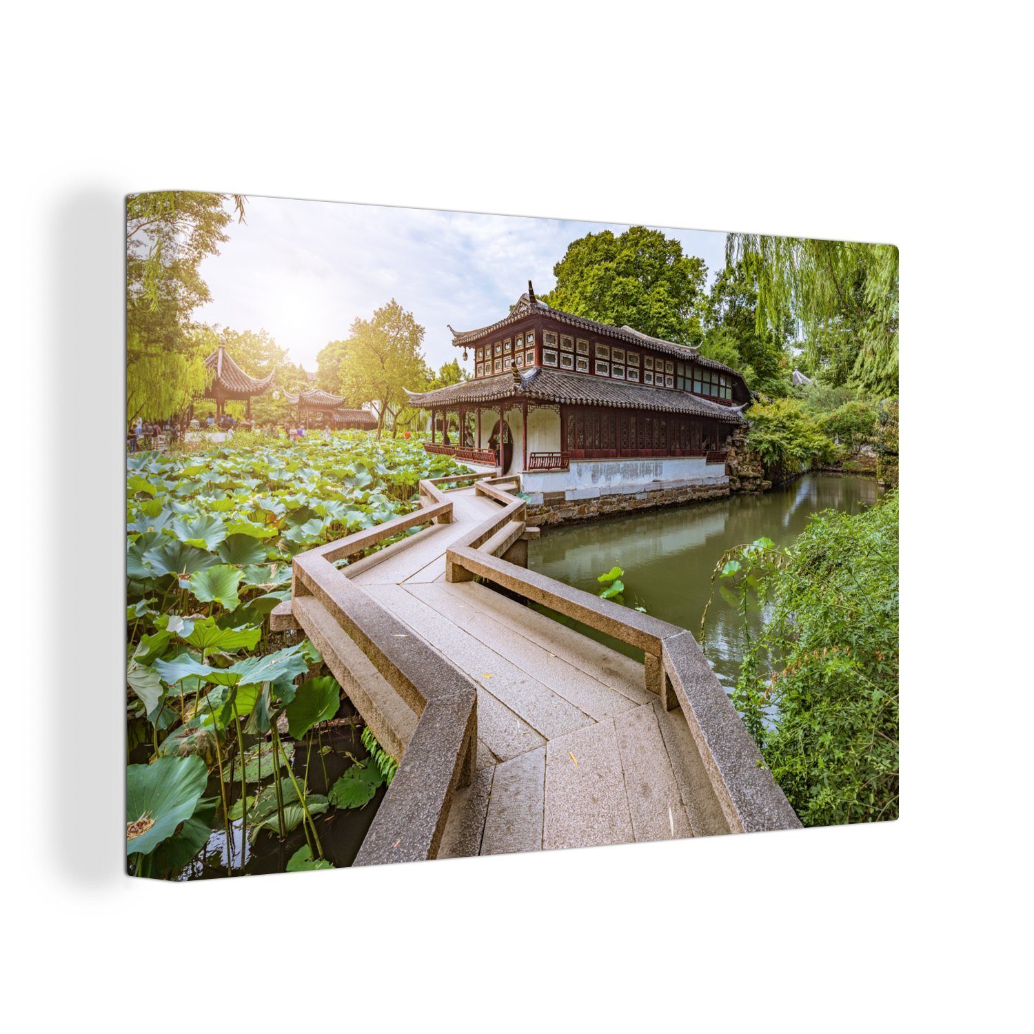 OneMillionCanvasses® Leinwandbild Grüne Natur in der chinesischen Metropole Suzhou, (1 St), Wandbild Leinwandbilder, Aufhängefertig, Wanddeko, 30x20 cm