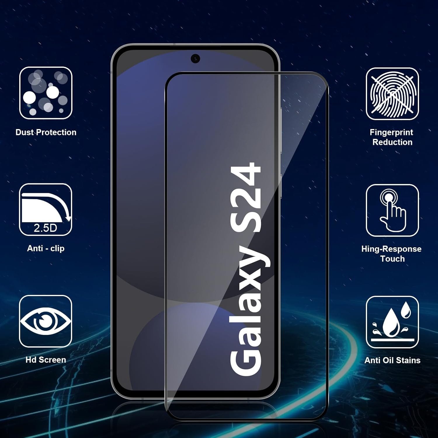 CLM-Tech Displayschutzglas 2X Schutzfolie für Samsung Galaxy S24 Panzerfolie Kameraschutz für Samsung Galaxy S24, 2er Set Kameraglas Panzerglas Displayschutz 9H – Bild 3 von 5