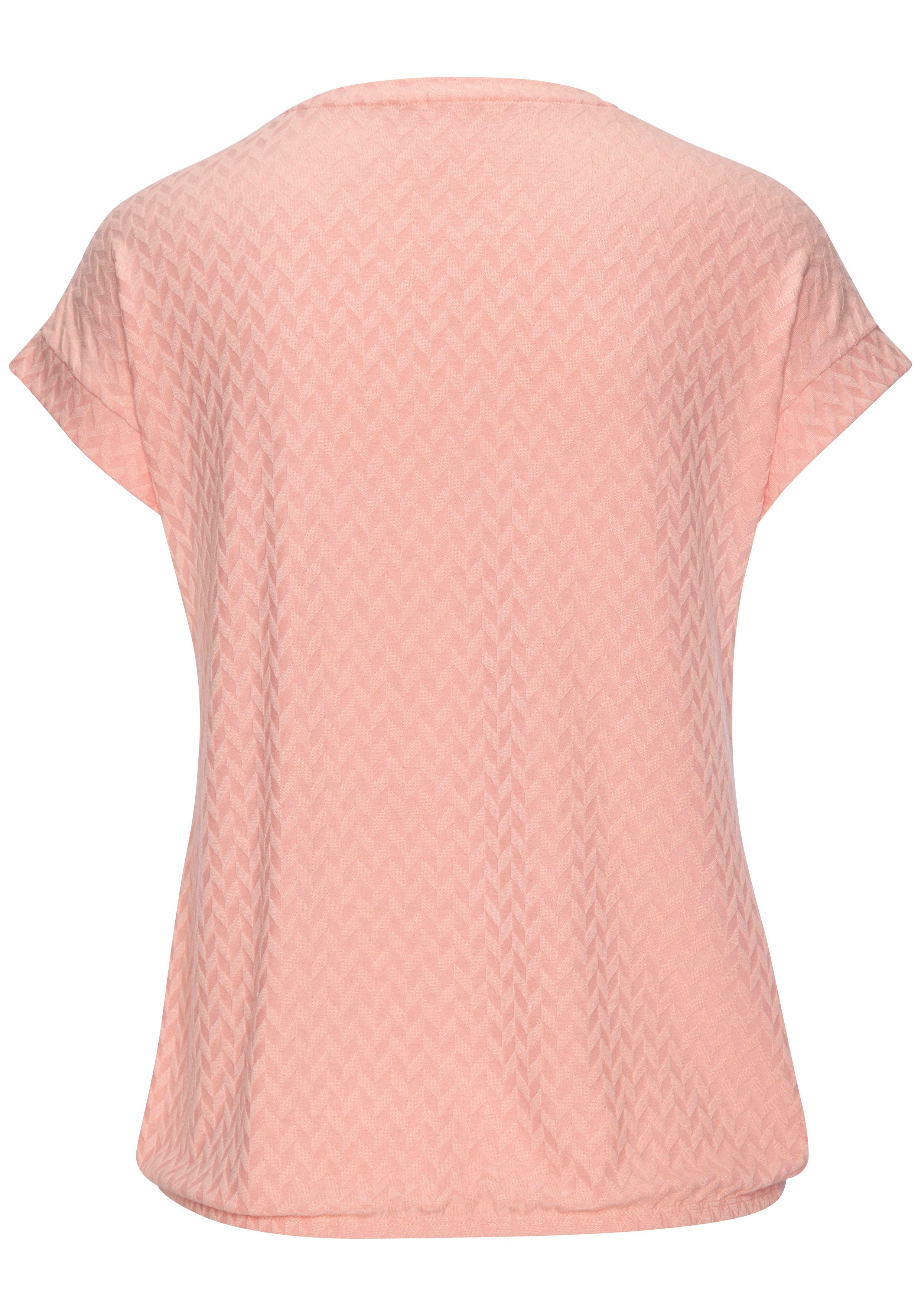 Vivance by Lascana Kurzarmshirt mit modischem Jacquard-Muster mit Gummizug im Bund – Bild 3 von 5