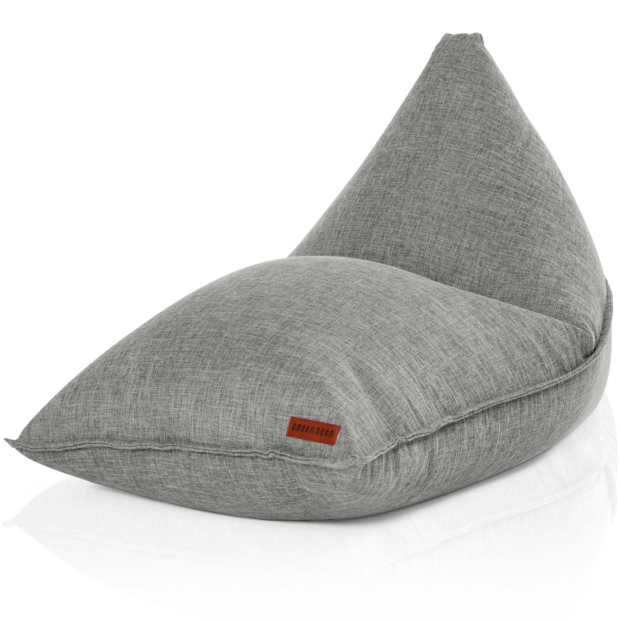 Green Bean Sitzsack Triangle (Indoor XXL Sitzsack 150x100x100cm mit EPS-Perlen Füllung -, Kuschelig Weich Waschbar), Bodenkissen Liegekissen Sitzkissen Chillkissen Liegekissen Grau