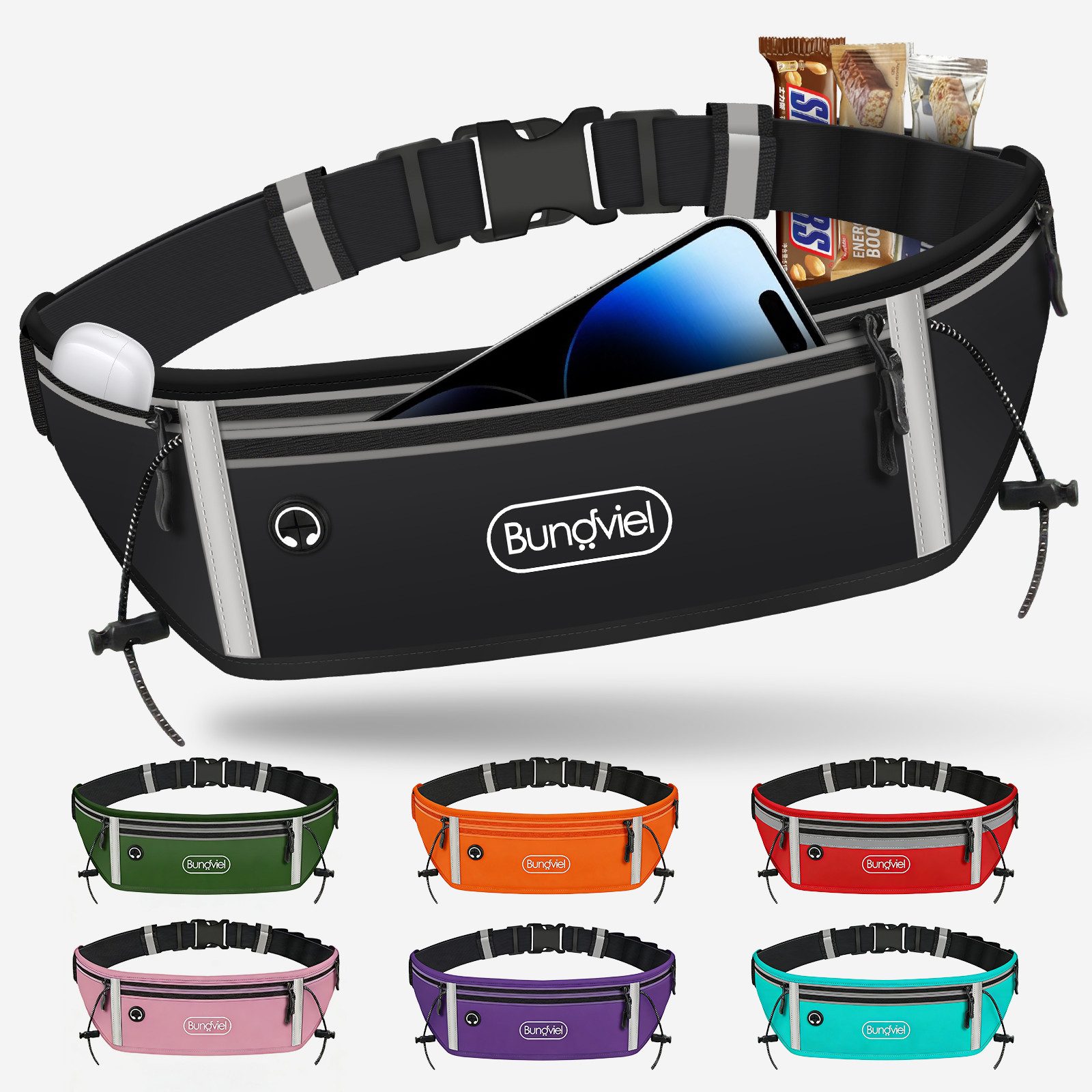 Bundviel Laufgürtel Jogging Marathon Sportlaufgürtel Bauchtasche Lauftasche Universal Wasserabweisende Hüfttasche Bauchtasche Laufgürtel Joggingtasche