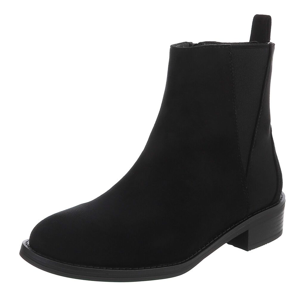 Ital-Design Damen Chelsea Boot mit Blockabsatz & Elastikeinsatz Stiefelette (92125589) Blockabsatz Chelsea Boots in Schwarz