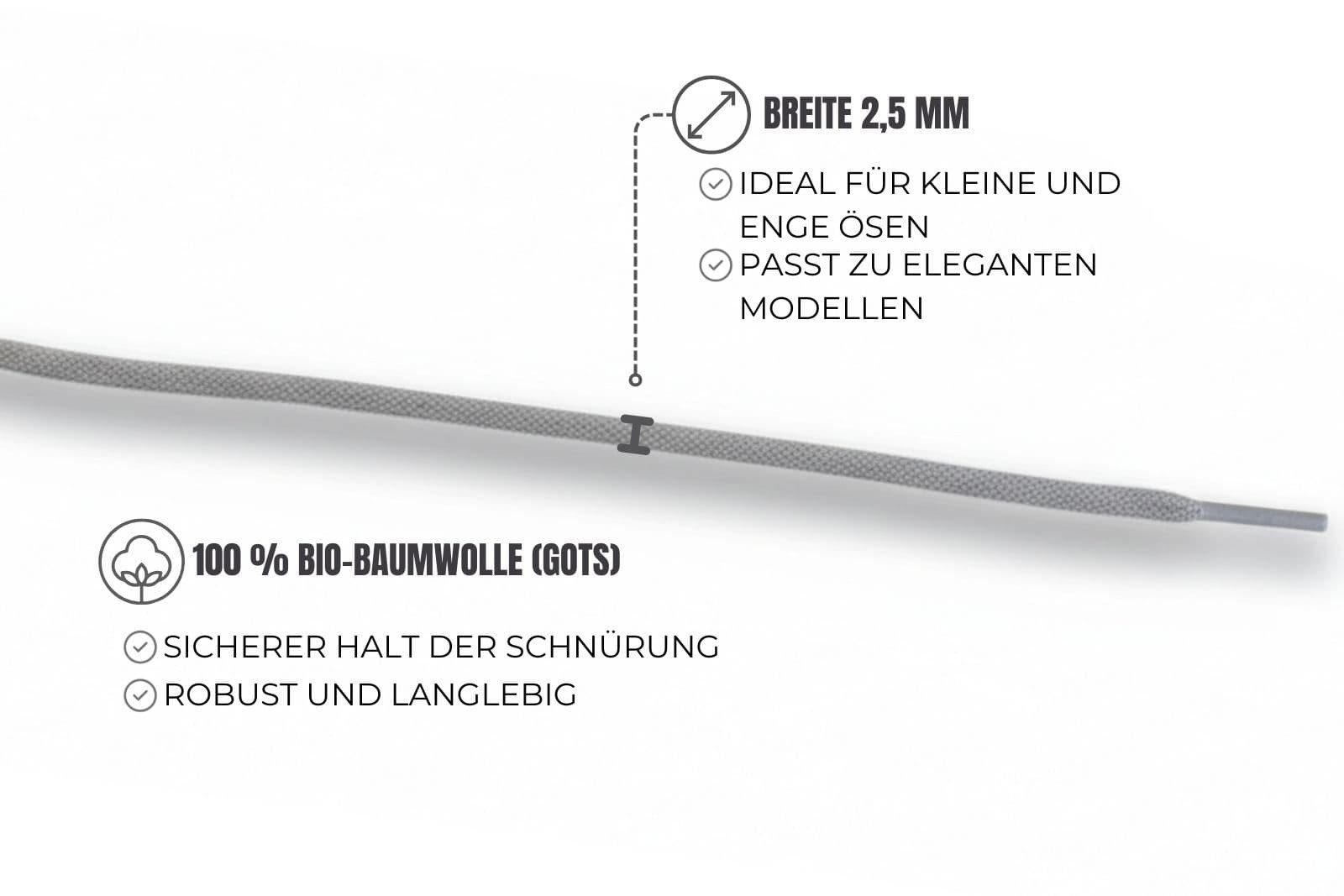 Ringpoint Schnürsenkel Bio-Rundsenkel dünn – Perfekt für feine Ösen & elegante Schuhe, 100 % biologisch abbaubar – inklusive umweltfreundlicher Enden